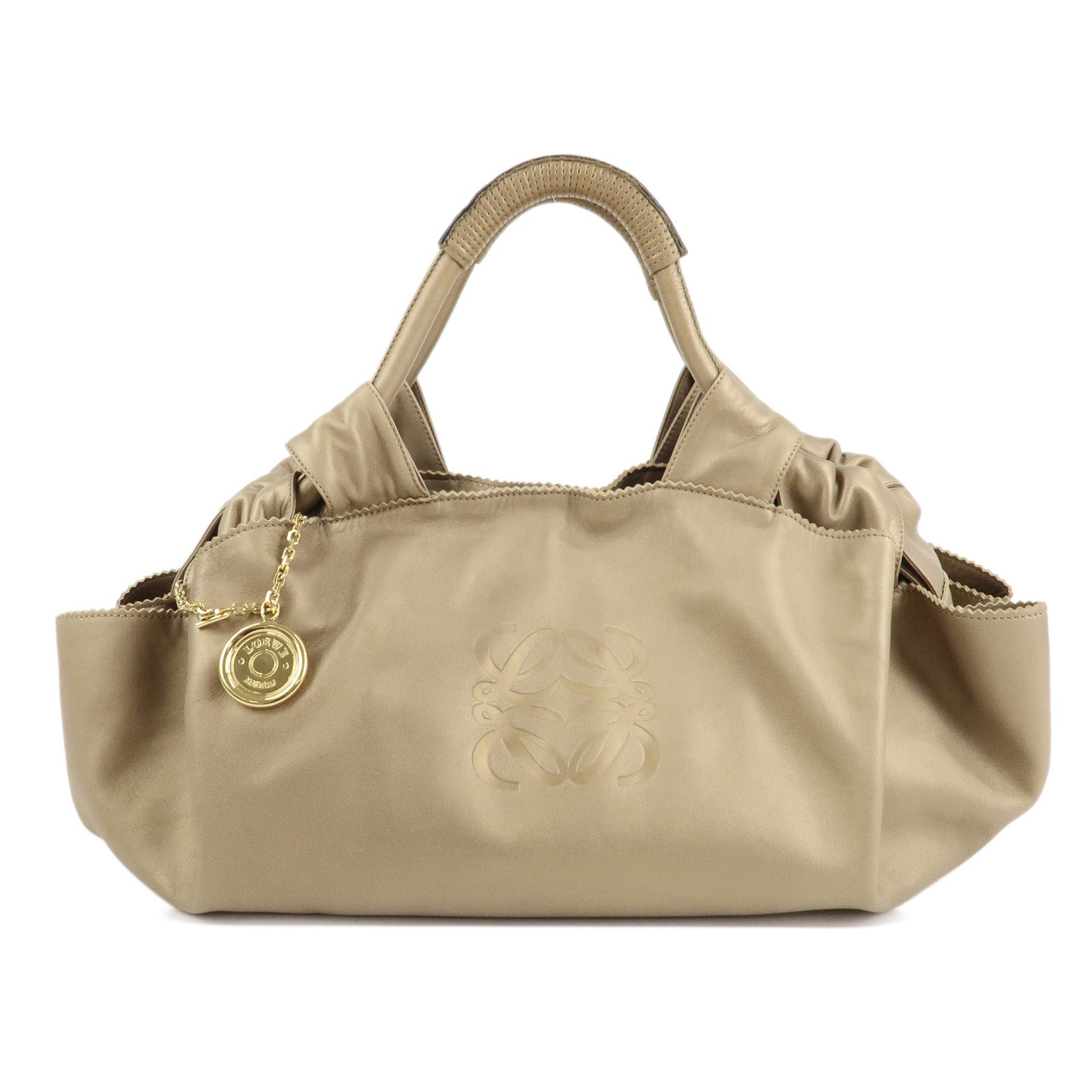 LOEWE Anagram Leather Nappa Aire Hand Bag Gold