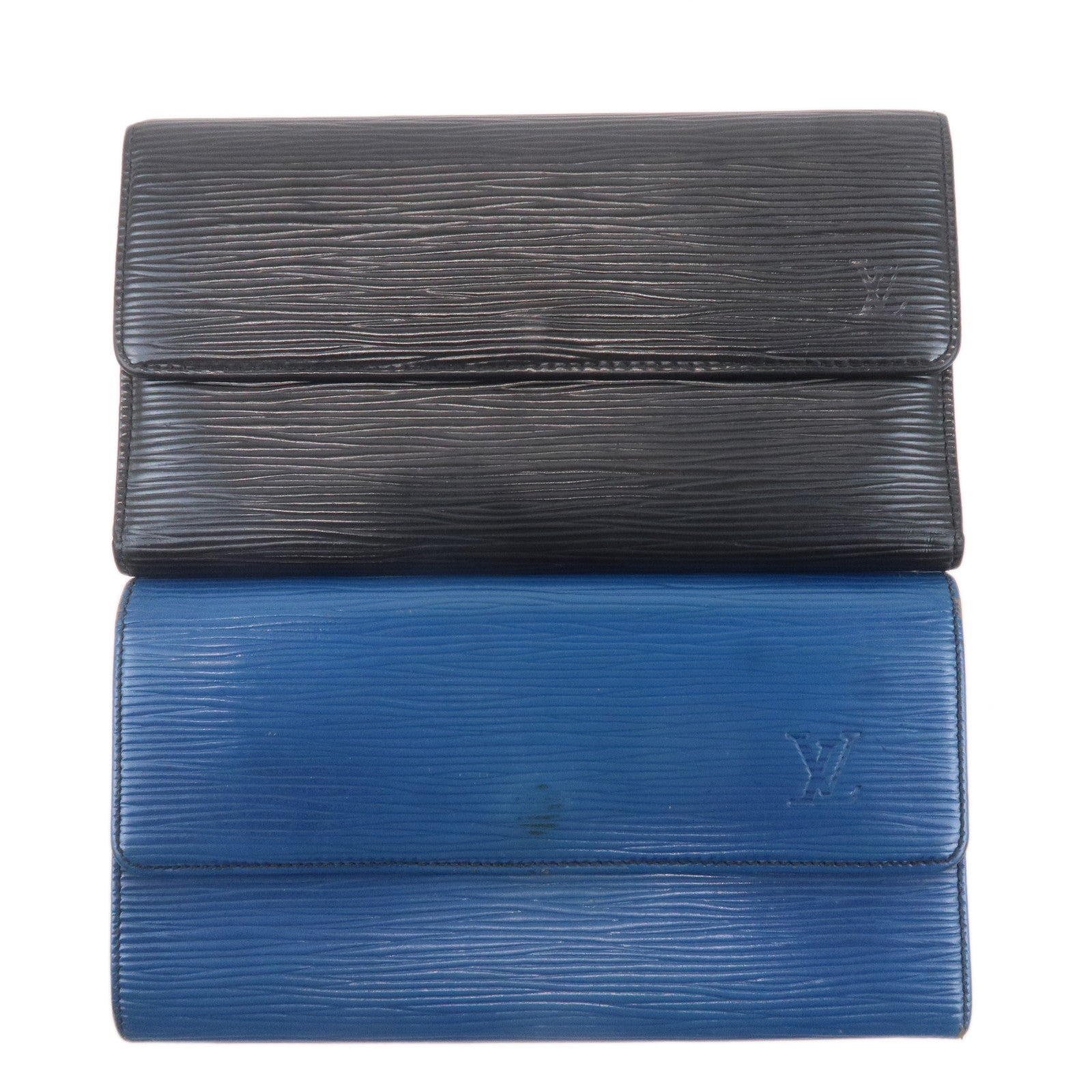 Louis Vuitton Epi Set of 2 Long Wallet Black Blue M63382 M63575