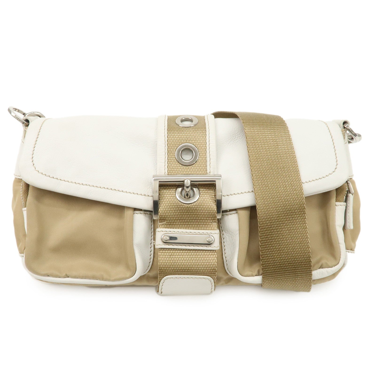 PRADA-Nylon-Leather-Shoulder-Bag-Cross-Body-Bag-White-Beige-BR2417