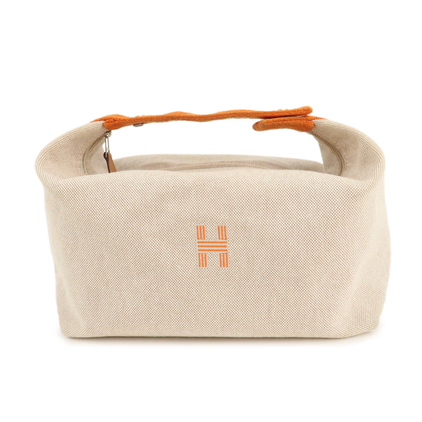 HERMES-Canvas-Brid-A-Black-GM-Hand-Bag-Beige-Orange-103354M