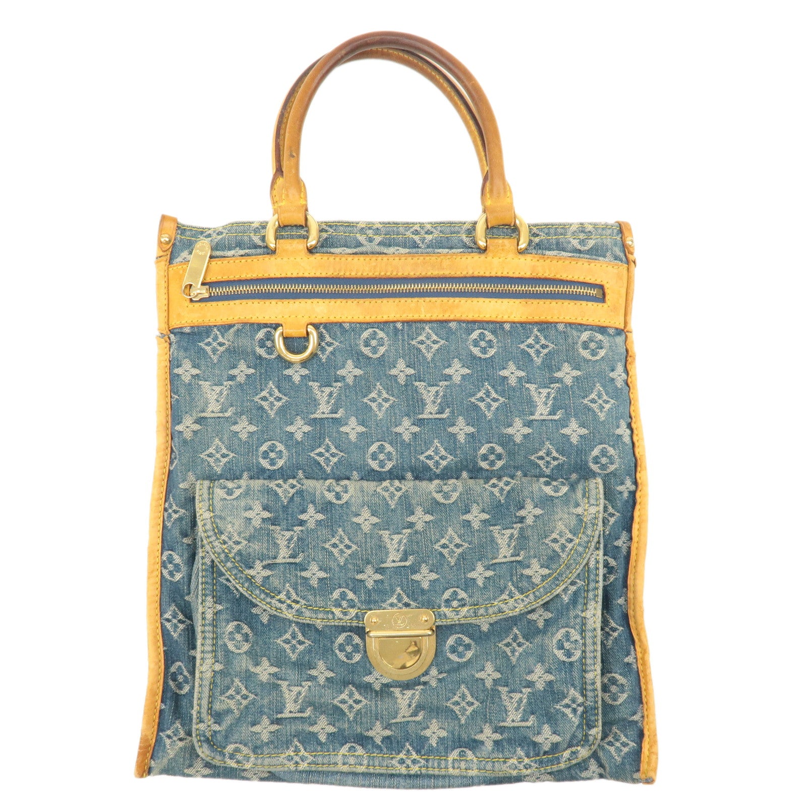 Louis Vuitton Monogram Denim Flat Shopper Tote Bag M95018