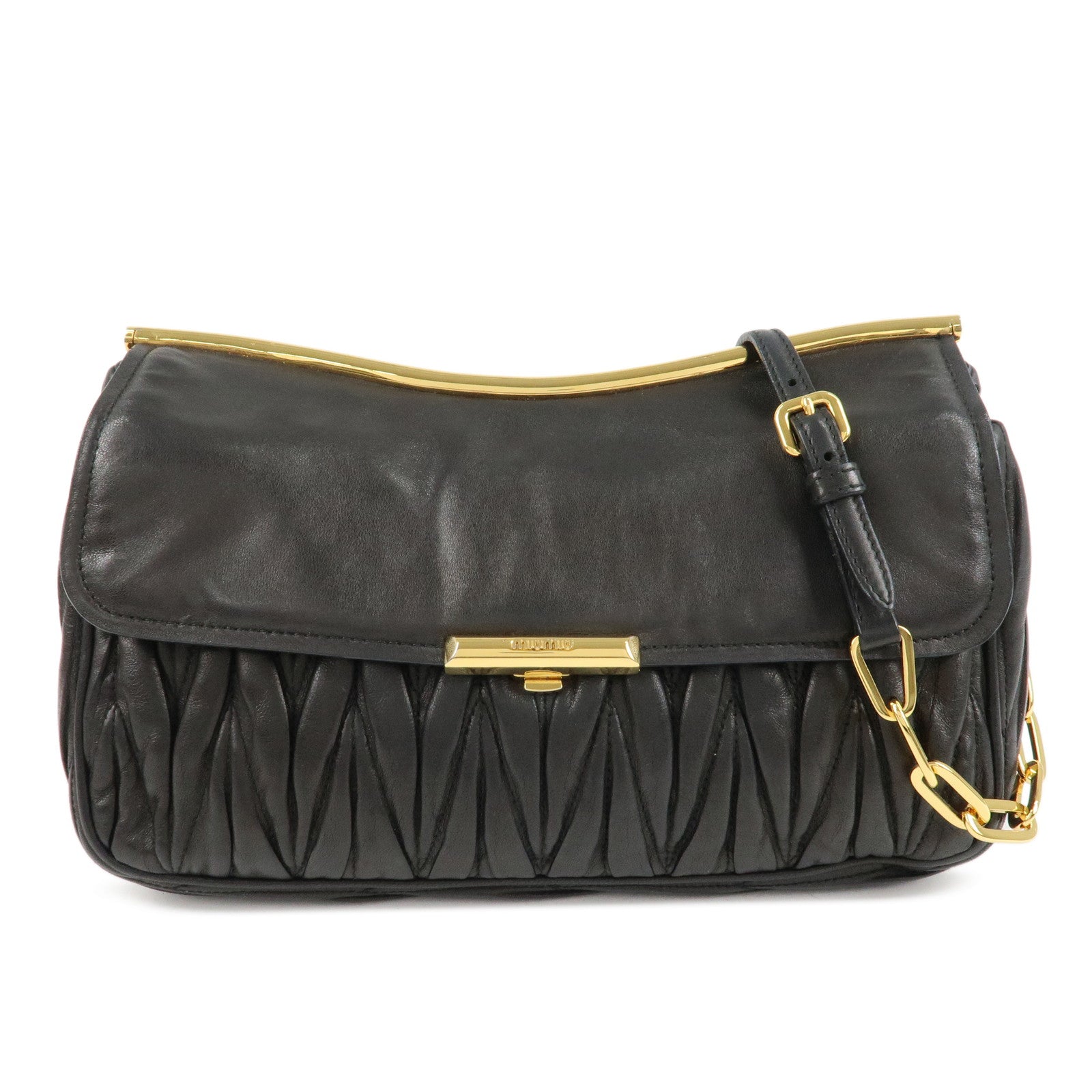 MIU-MIU-Matelasse-Leather-Chain-Shoulder-Bag-Black-RR1898