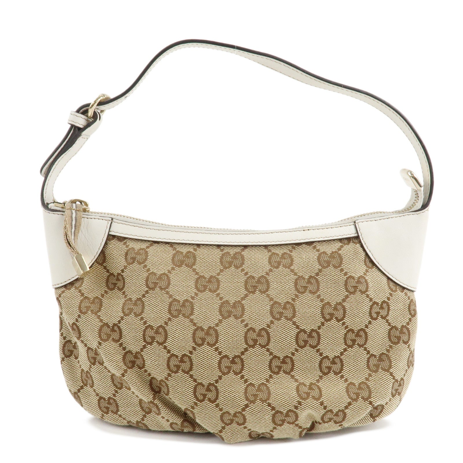 GUCCI-GG-Canvas-Leather-Shoulder-Bag-Hand-Bag-Beige-White-224093