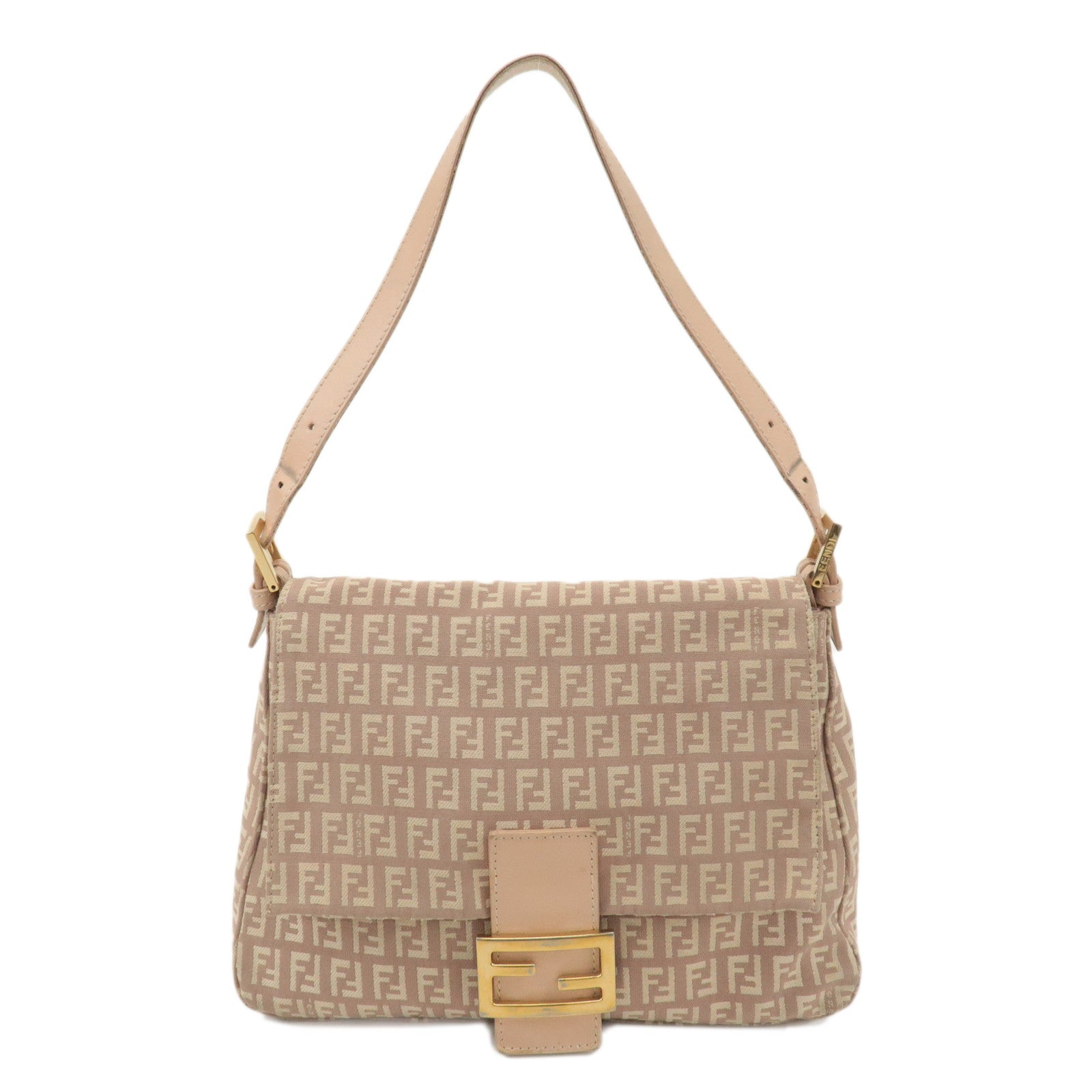 FENDI-Zucchino-Canvas-Leather-Mamma-Baguette-Shoulder-Bag-8BR001