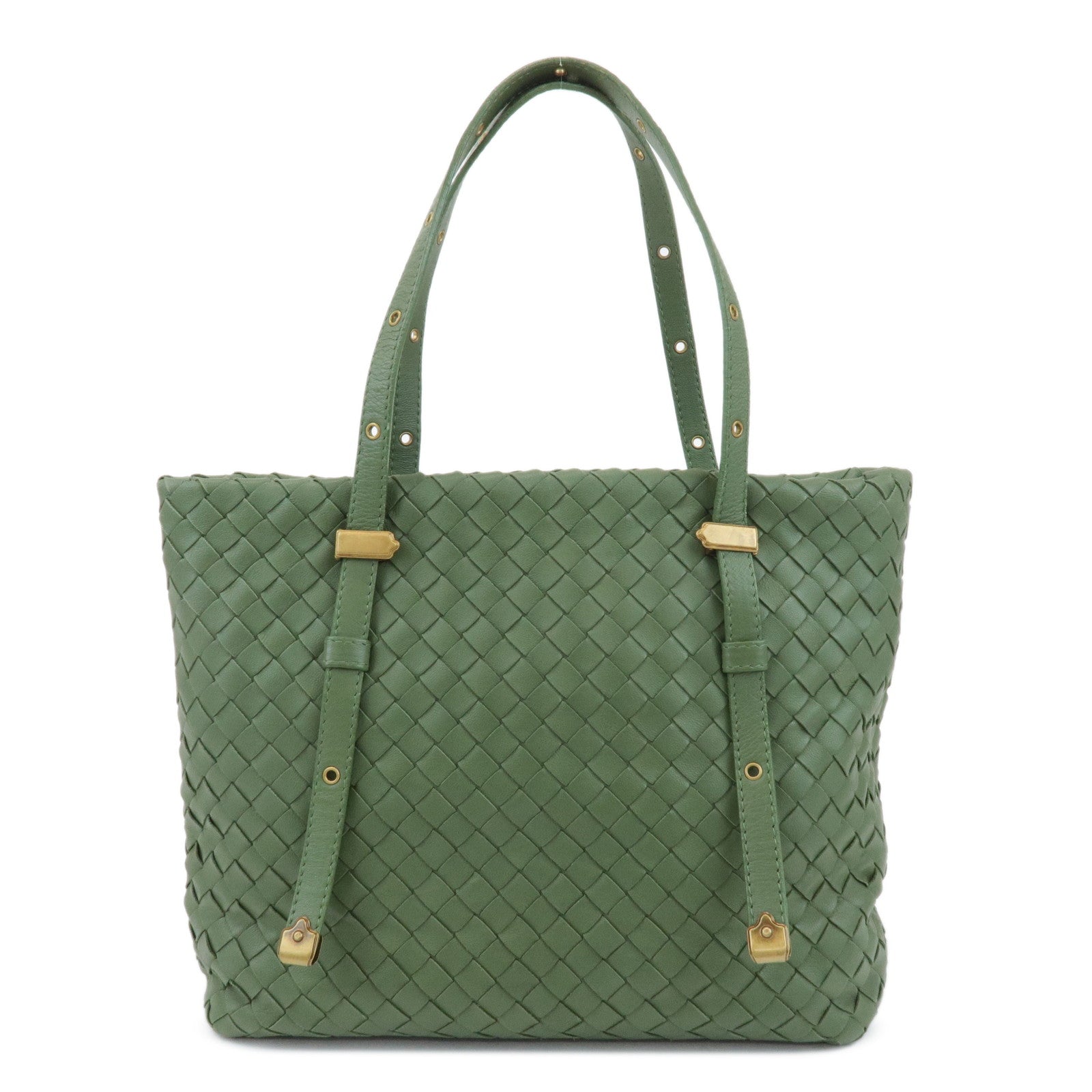 BOTTEGA-VENETA-Intrecciato-Leather-Tote-Shoulder-Bag-Green-162937