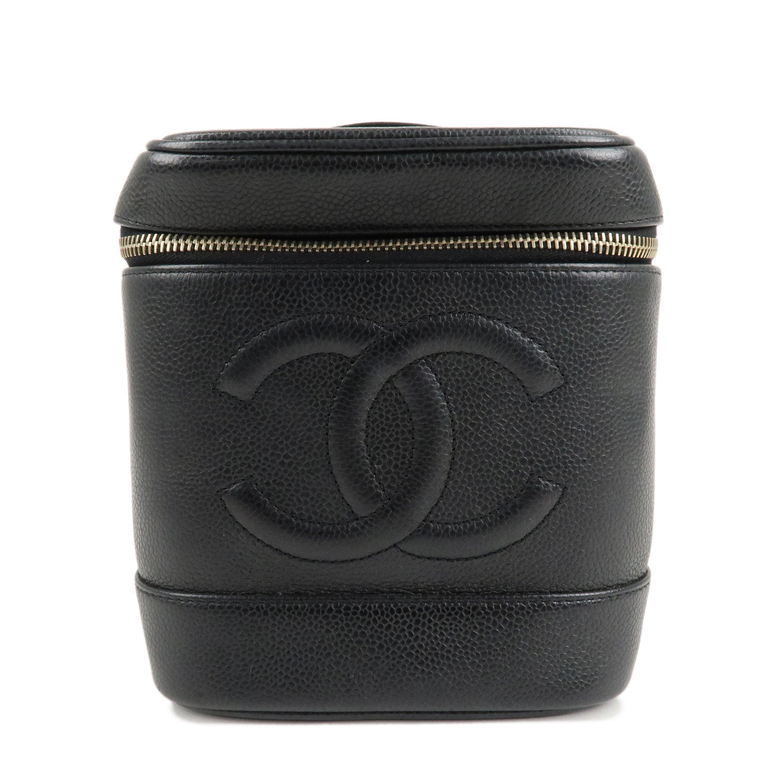 CHANEL-Caviar-Skin-Vanity-Bag-Hand-Bag-Cosmetic-Pouch-Black-A01998