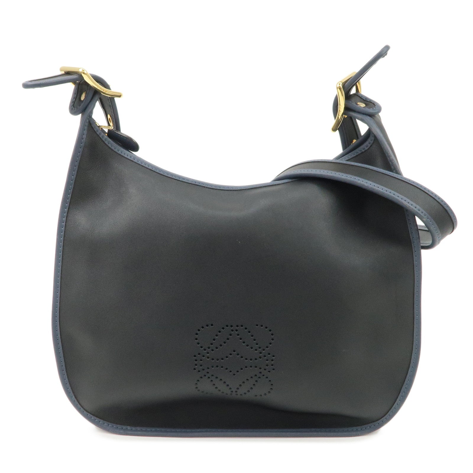 LOEWE-Anagram-Leather-Sophia-Shoulder-Bag-Black-Navy