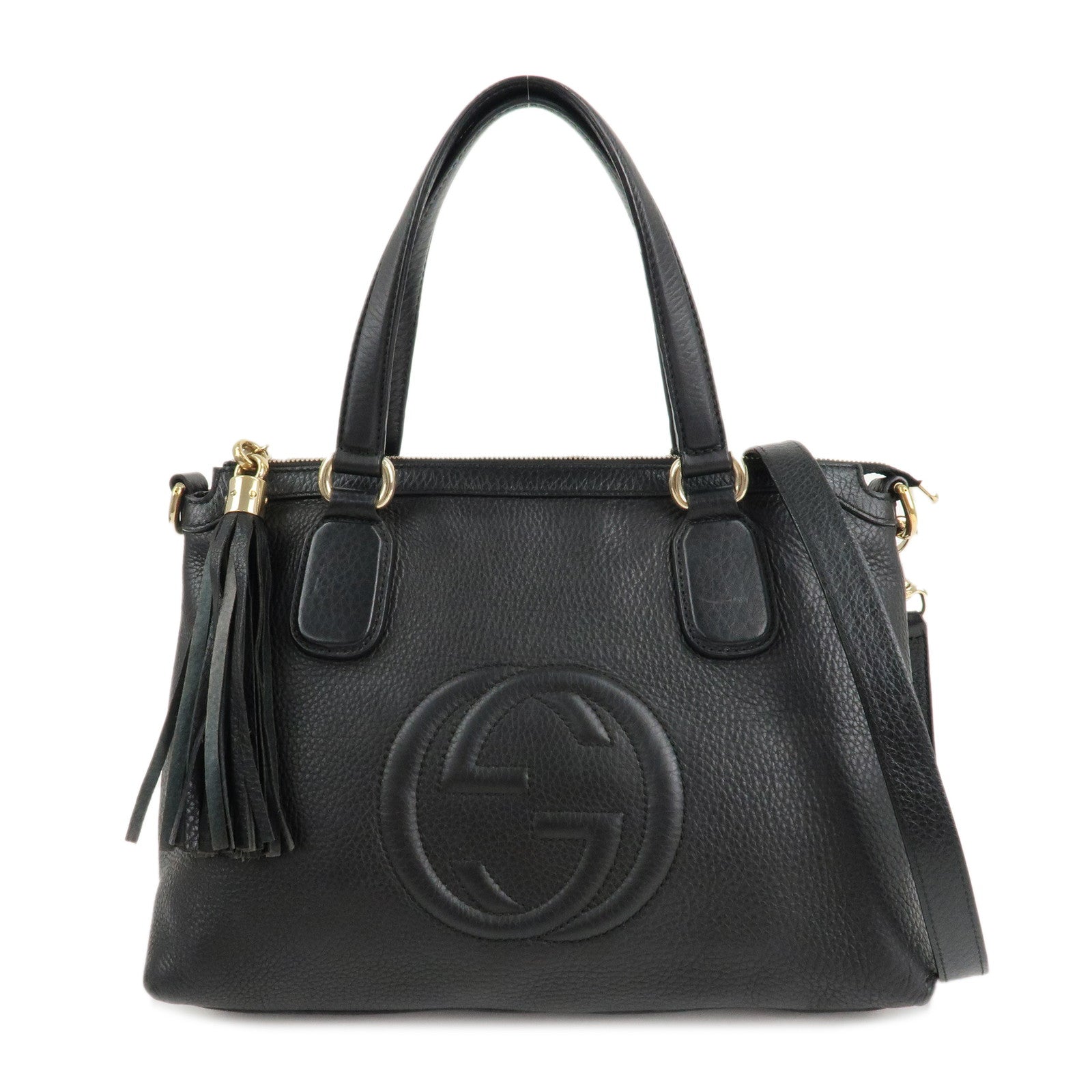 GUCCI-SOHO-Interlocking-G-Leather-2Way-Shoulder-Bag-Black-308362