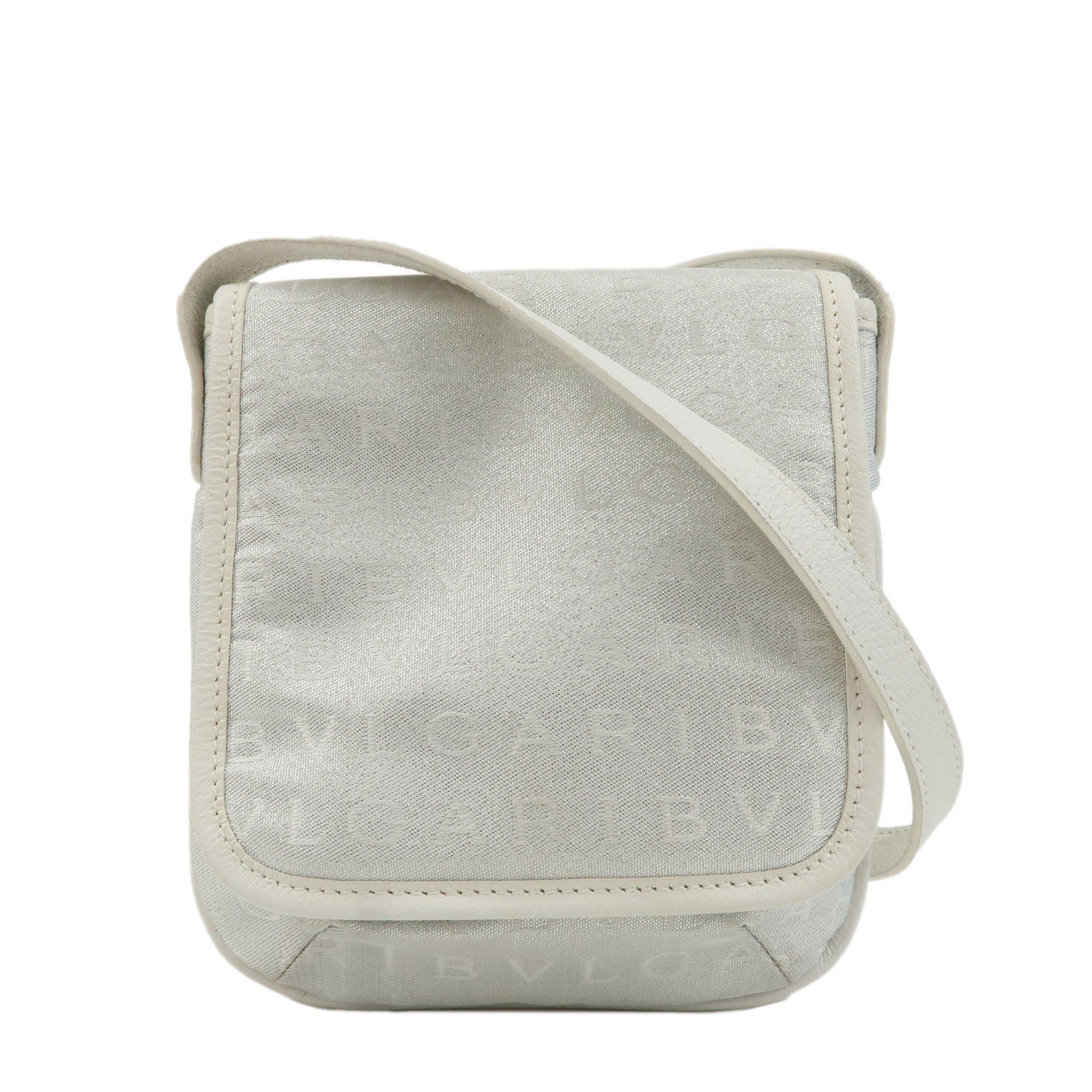 BVLGARI-Logo-Mania-Mini-Shoulder-Bag-Hand-Bag-Silver