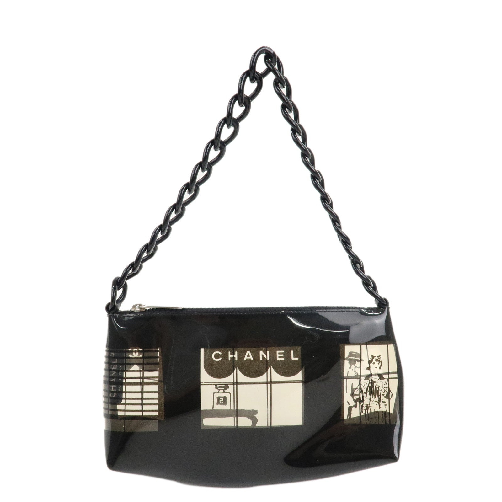 CHANEL-Windows-Line-Vinyl-Chain-Shoulder-Bag-Black-8048946