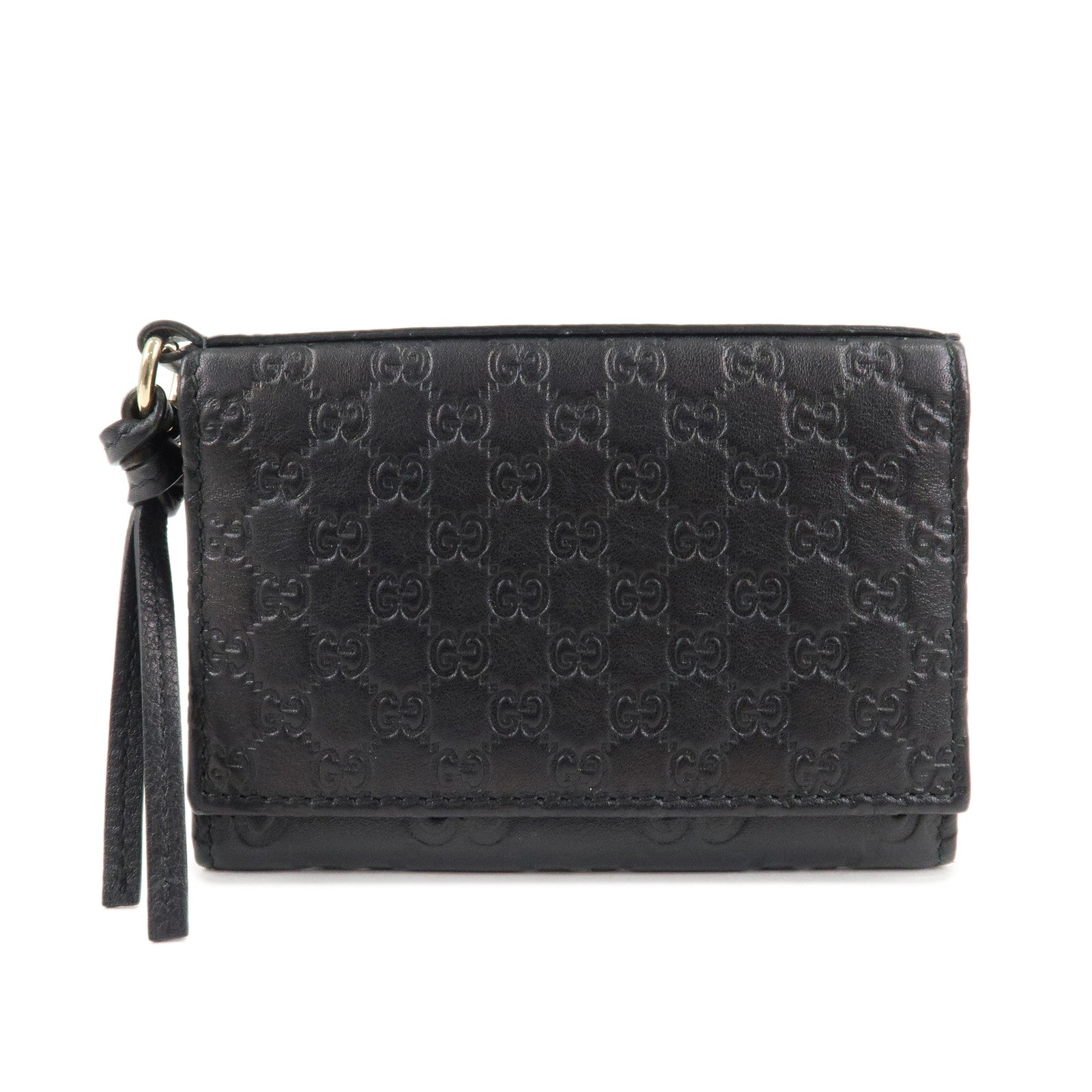 GUCCI-Micro-Guccissima-Leather-Bi-fold-Card-Case-Black-323401