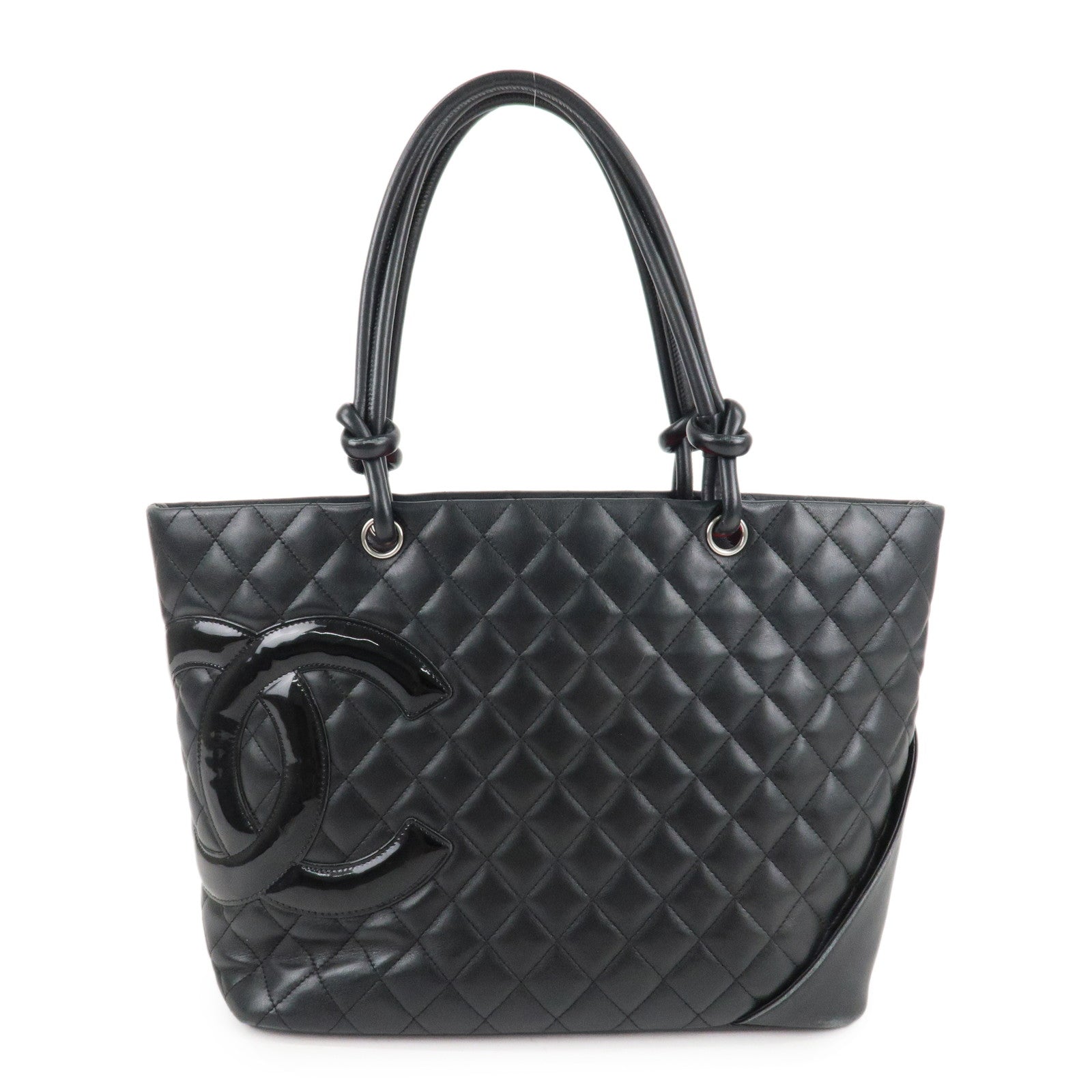 CHANEL-Cambon-Line-Lamb-Skin-COCO-Mark-Large-Tote-Bag-Black-A25169