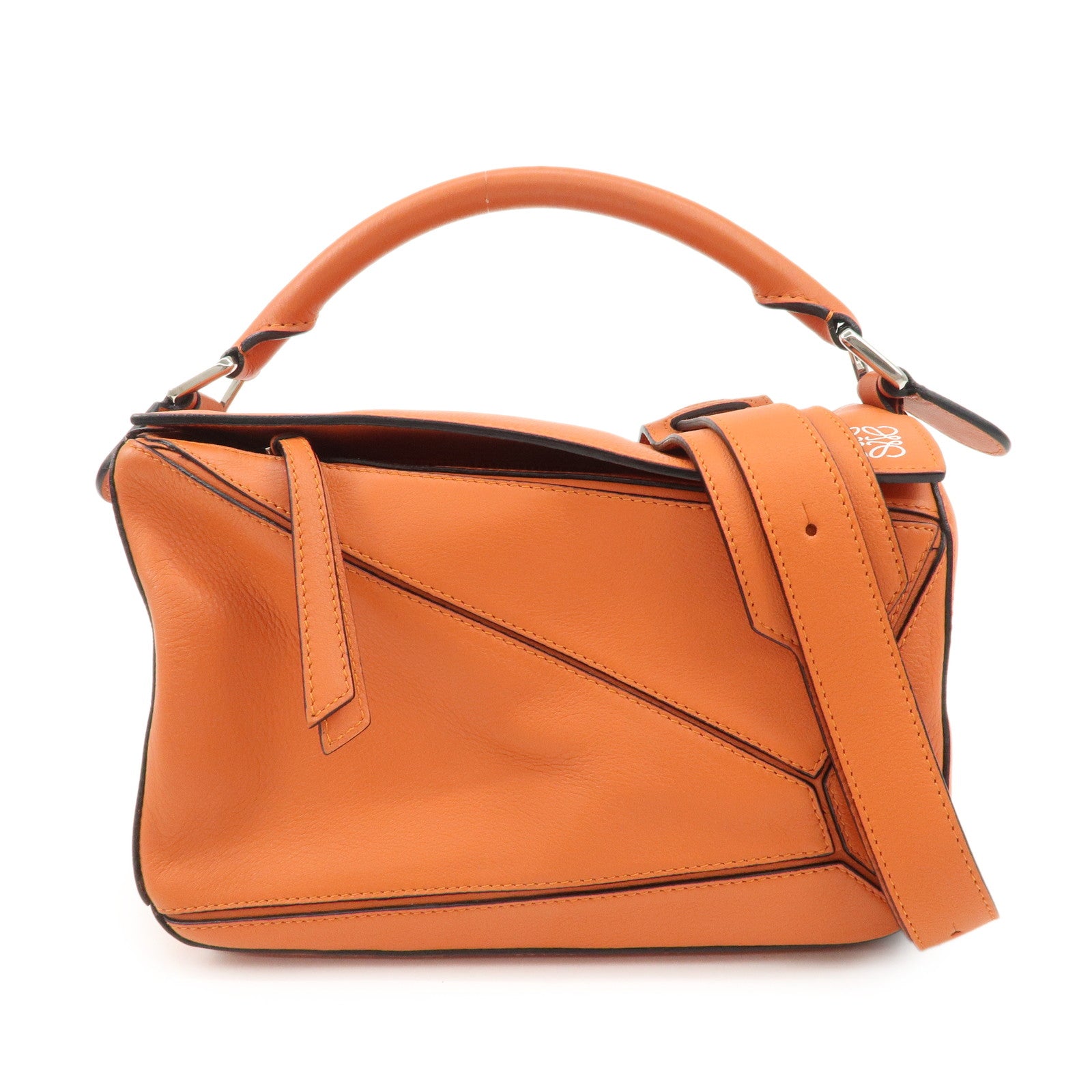 LOEWE-Leather-Puzzle-Bag-Small-Hand-Bag-Orange