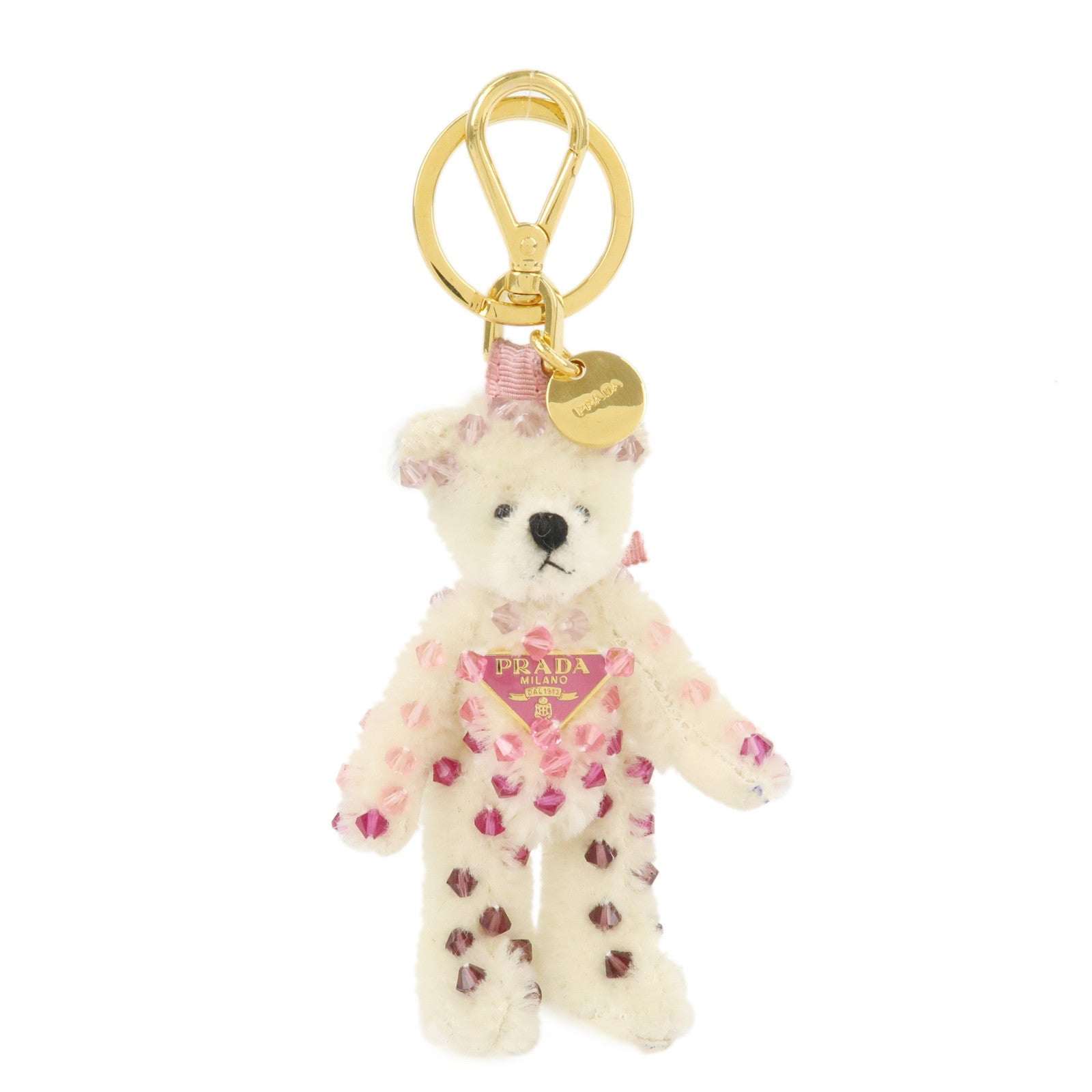 PRADA-Metal-Beads-Teddy-Bear-Key-Chain-Key-Holder-1AR877