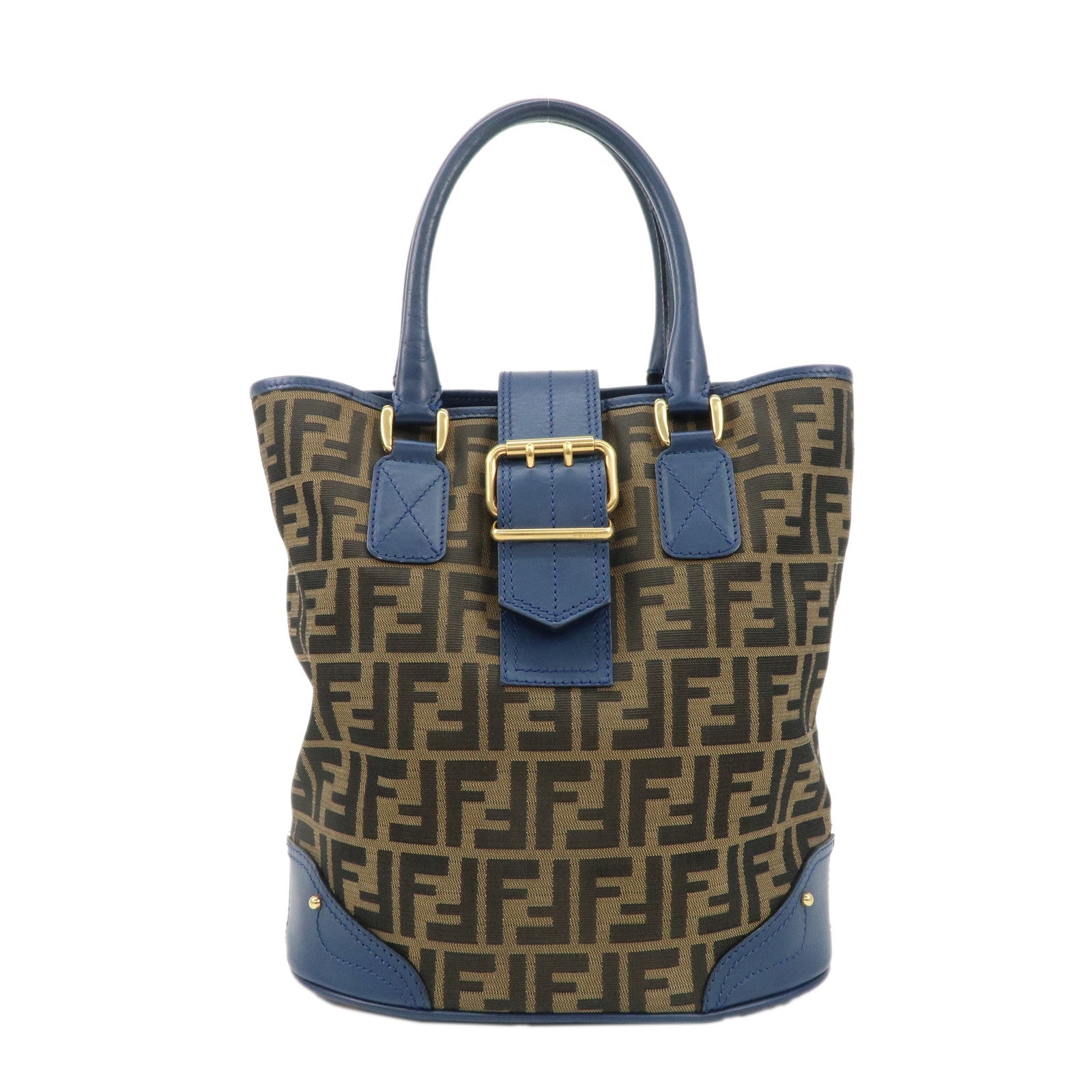 FENDI-Zucca-Canvas-Leather-Tote-Bag-Khaki-Black-Navy-8BH091