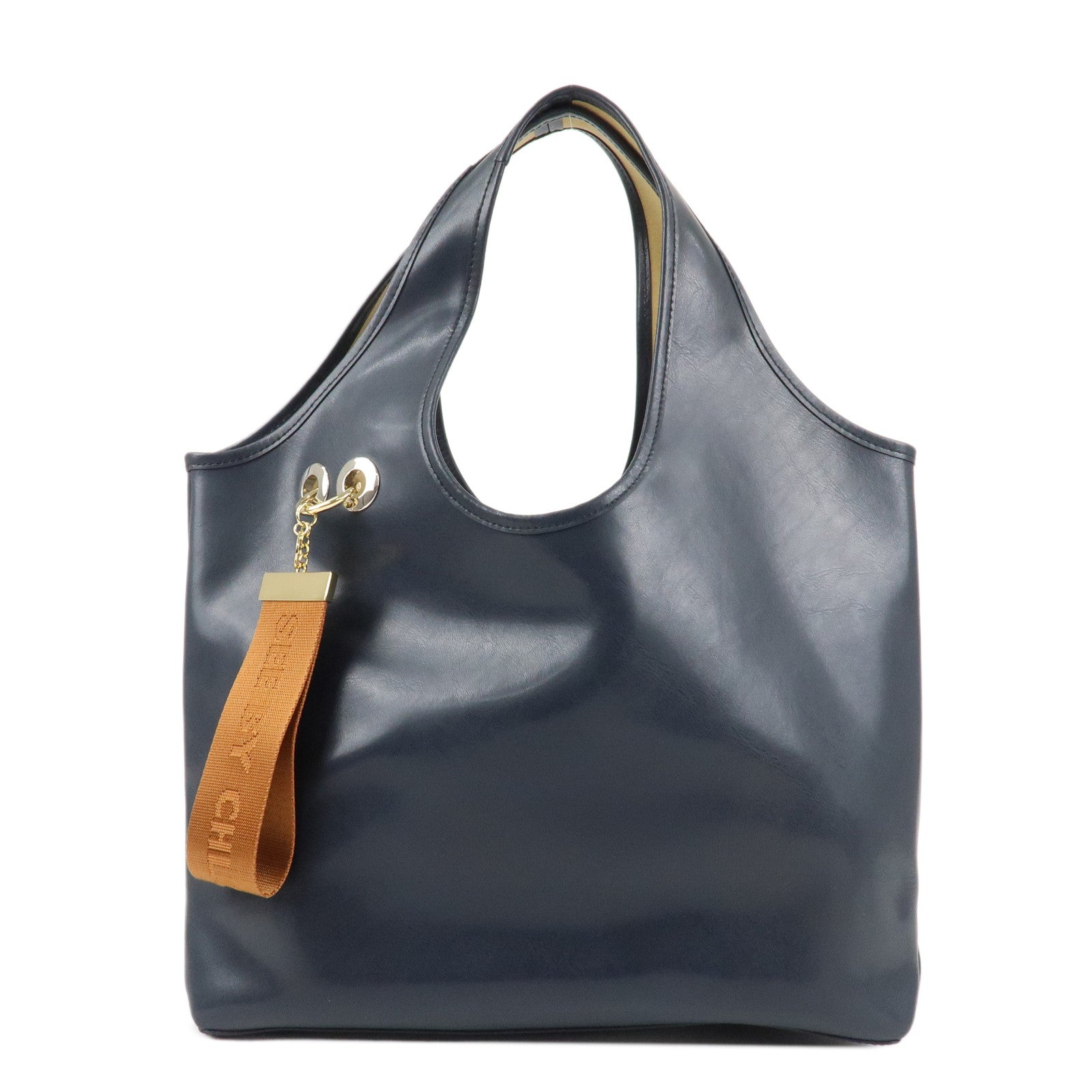 Chloe-See-By-Chloe-Leather-Shoulder-Bag-Hand-Bag-Navy