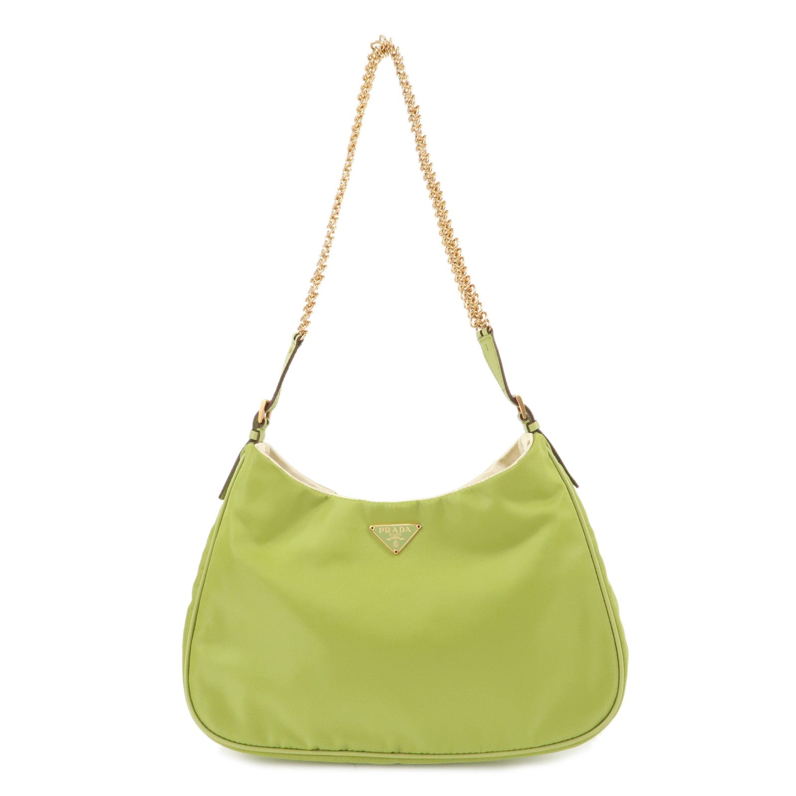 PRADA-Logo-Nylon-Leather-Shoulder-Bag-Purse-Green-BR0104