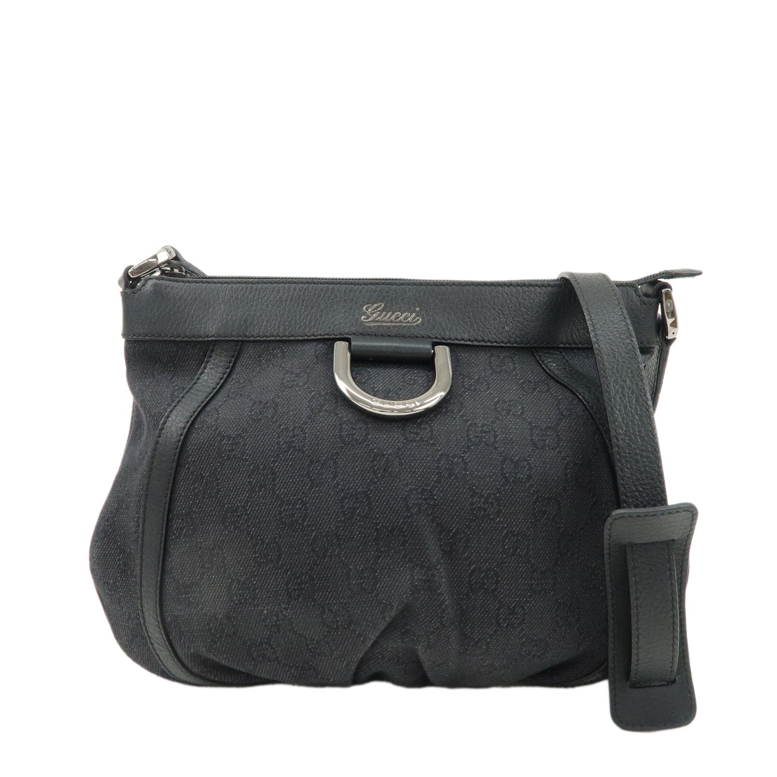 GUCCI-Abbey-GG-Canvas-Leather-Shoulder-Bag-Black-265691