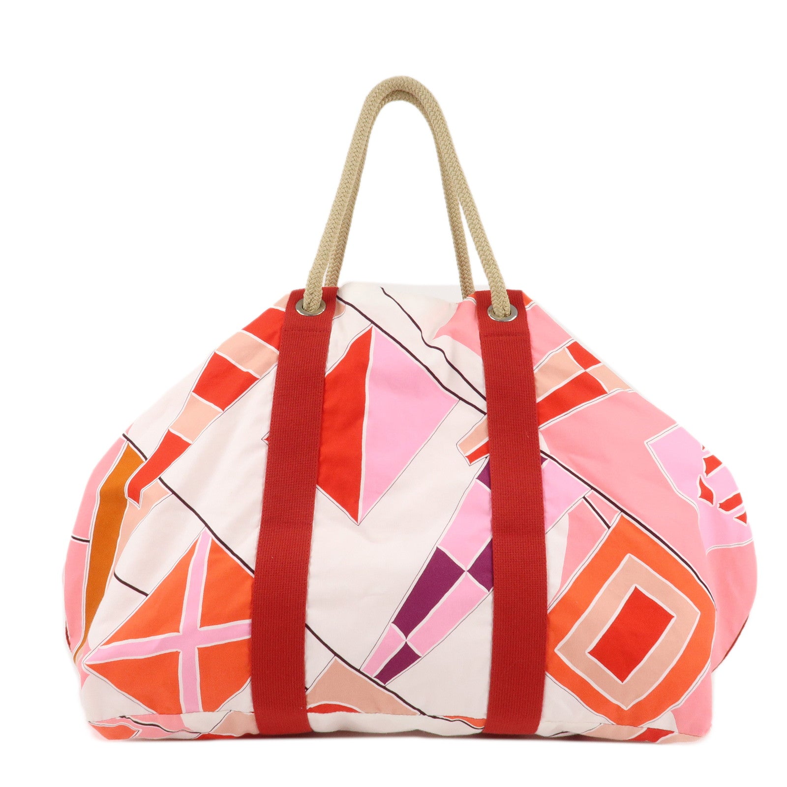 HERMES-Cotton-Beach-Bag-Cabas-Drapeaux-au-vent-Pink