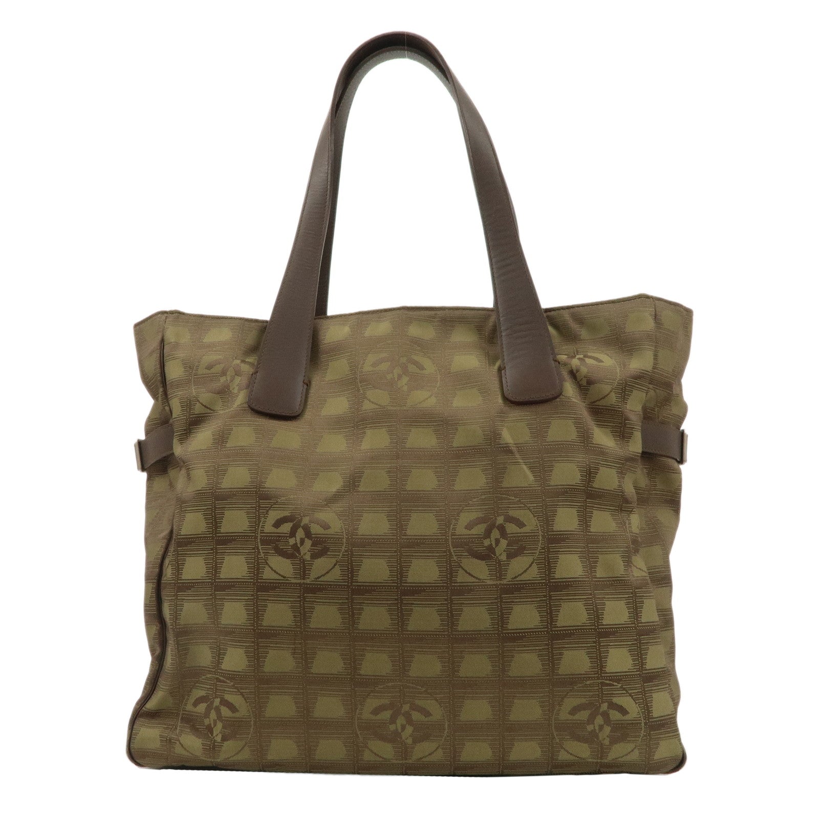 CHANEL-New-Travel-Line-Nylon-Jacquard-Leather-Tote-GM-Khaki-A15825