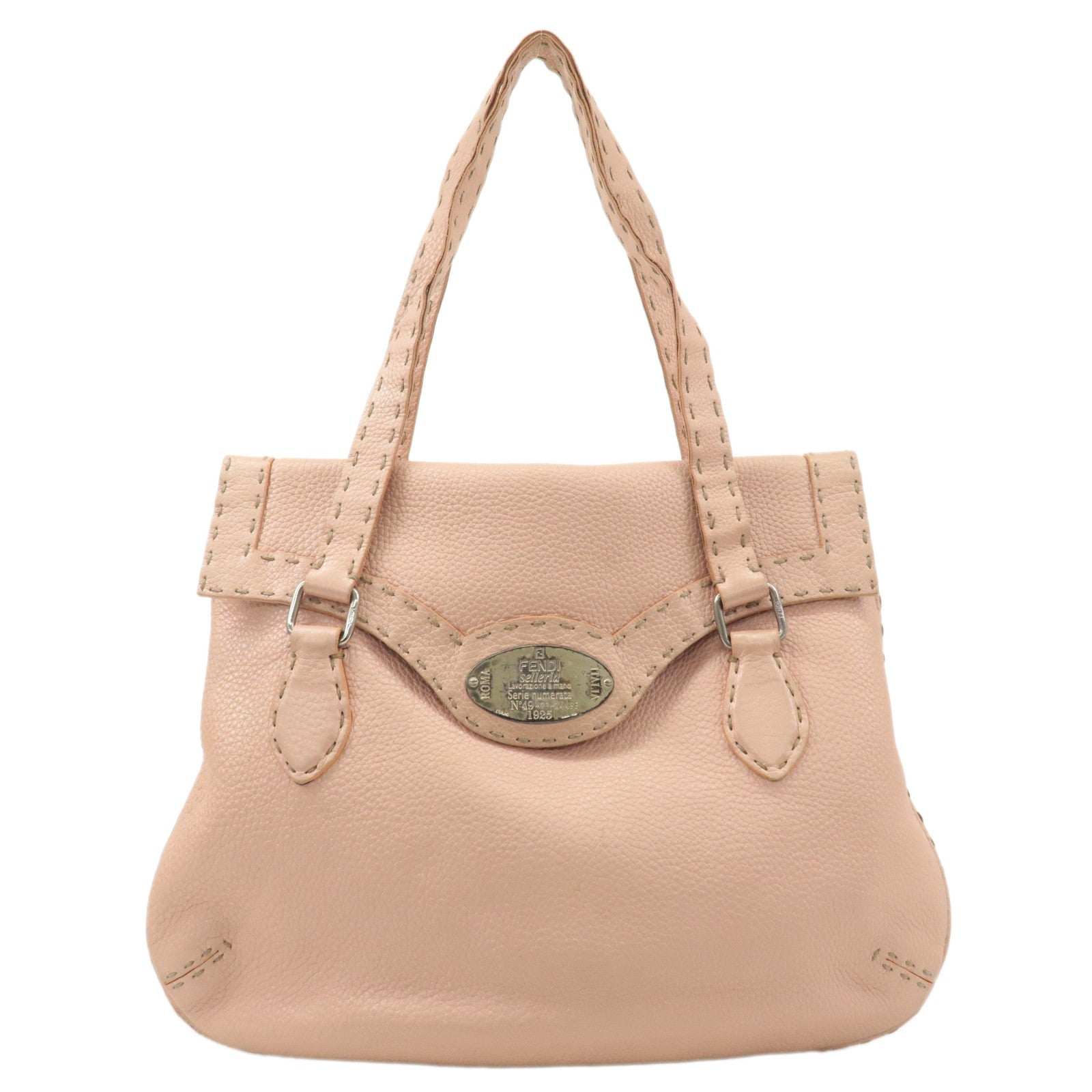 FENDI Selleria Leather Shoulder Bag Pink