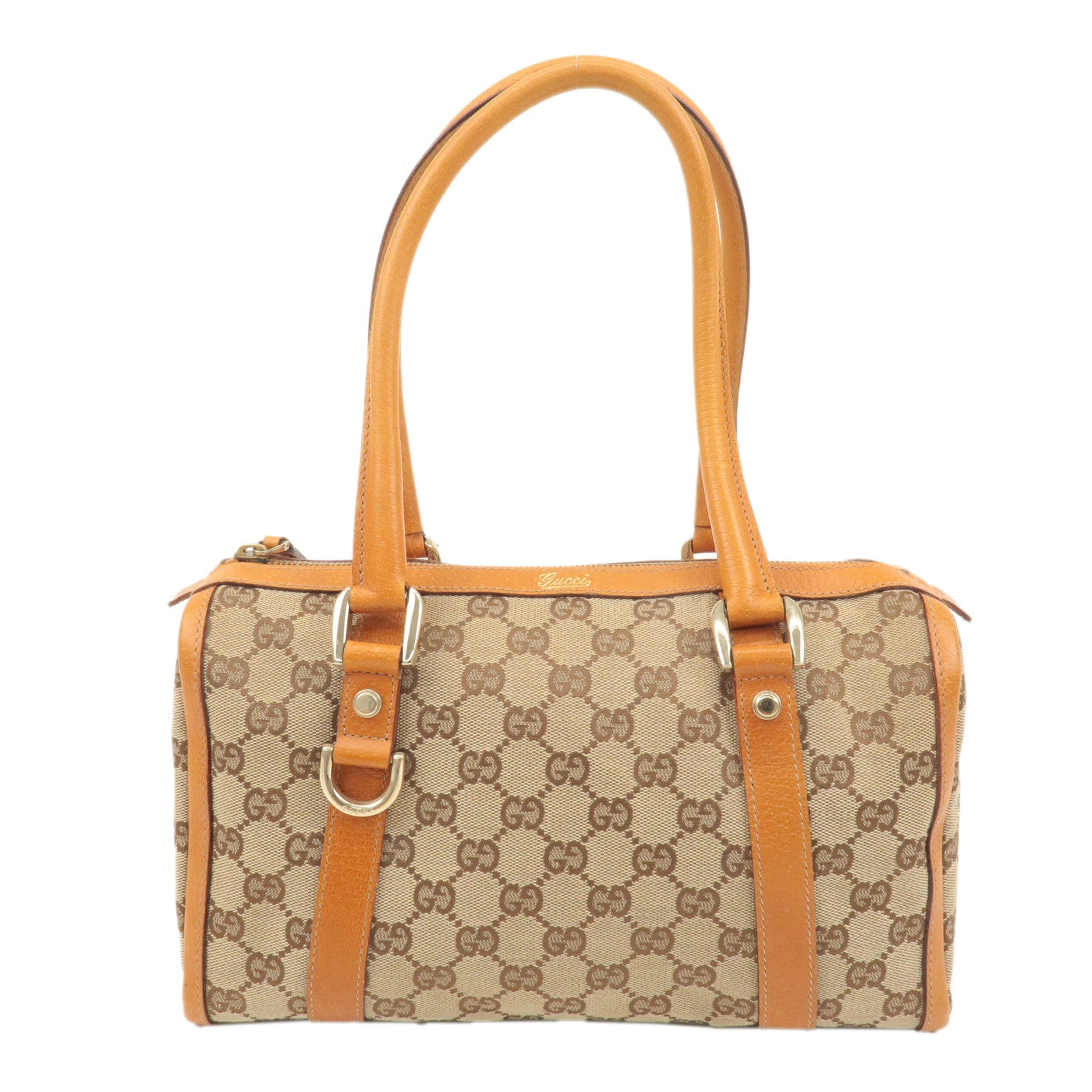 GUCCI-Abbey-GG-Canvas-Leather-Mini-Boston-Bag-Beige-Orange-130942