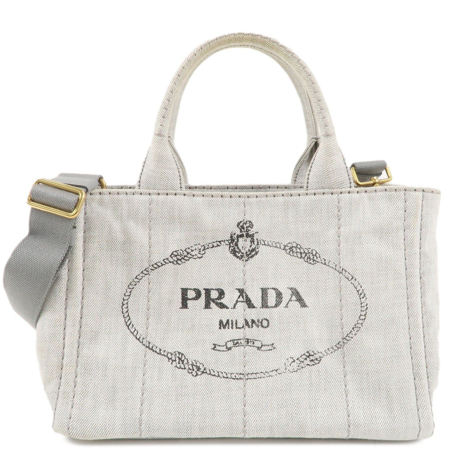 PRADA-Canapa-Mini-Canvas-2Way-Bag-Hand-Bag-Light-Grey-B2439G