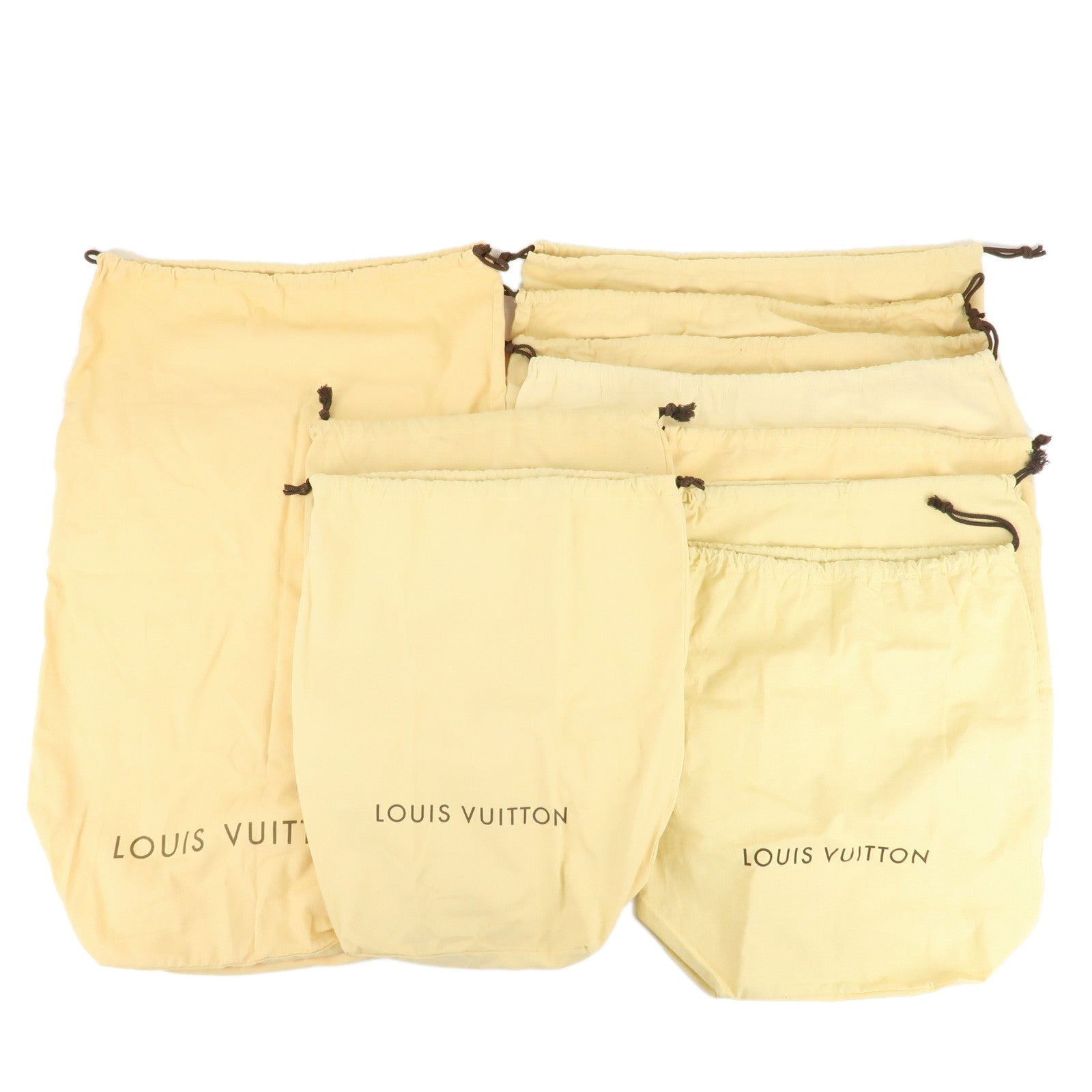 Louis-Vuitton-Set-of-10-Dust-Bag-Storage-Bag-Drawstring-Beige