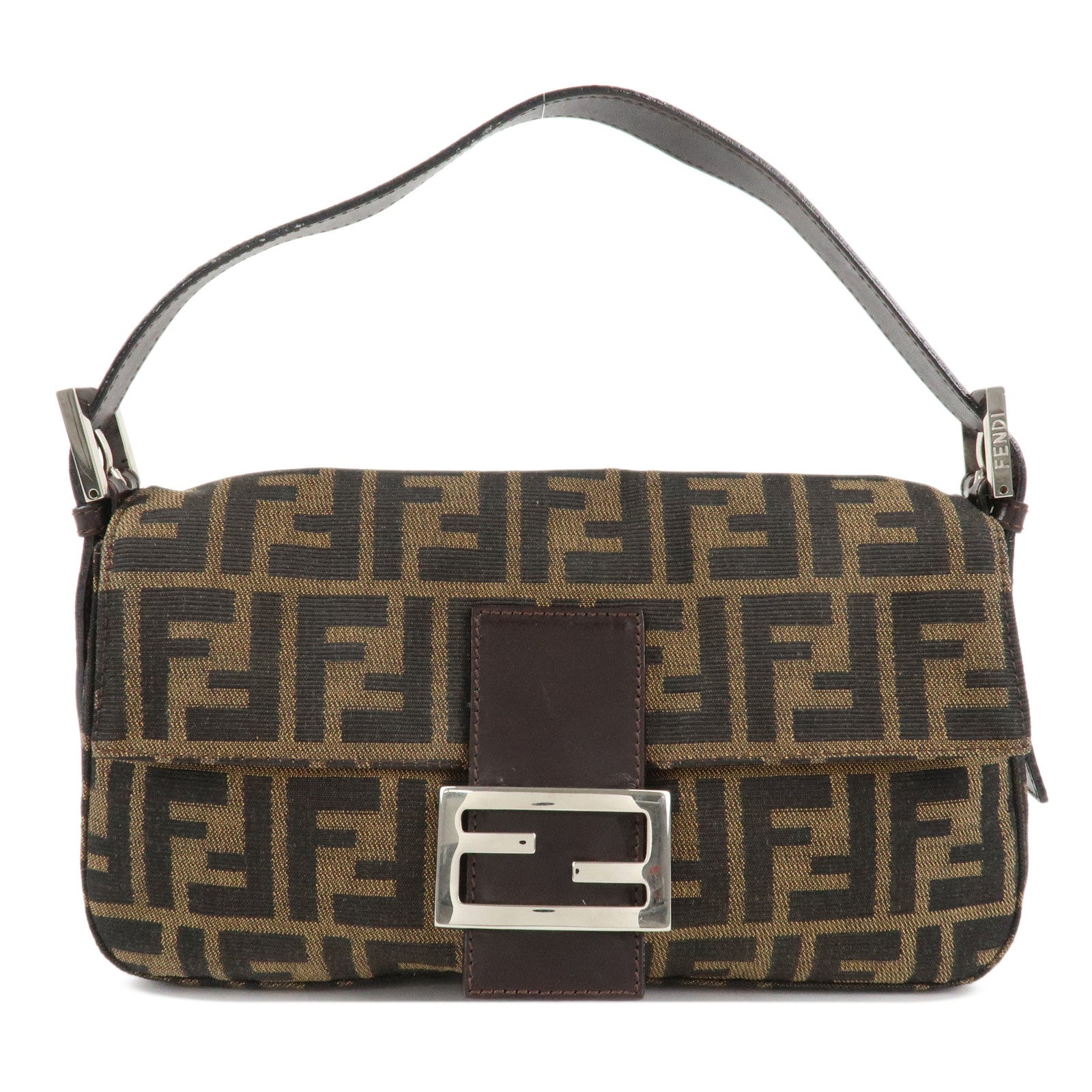 FENDI-Mamma-Baguette-Zucca-Canvas-Shoulder-Bag-Brown-Black-26424