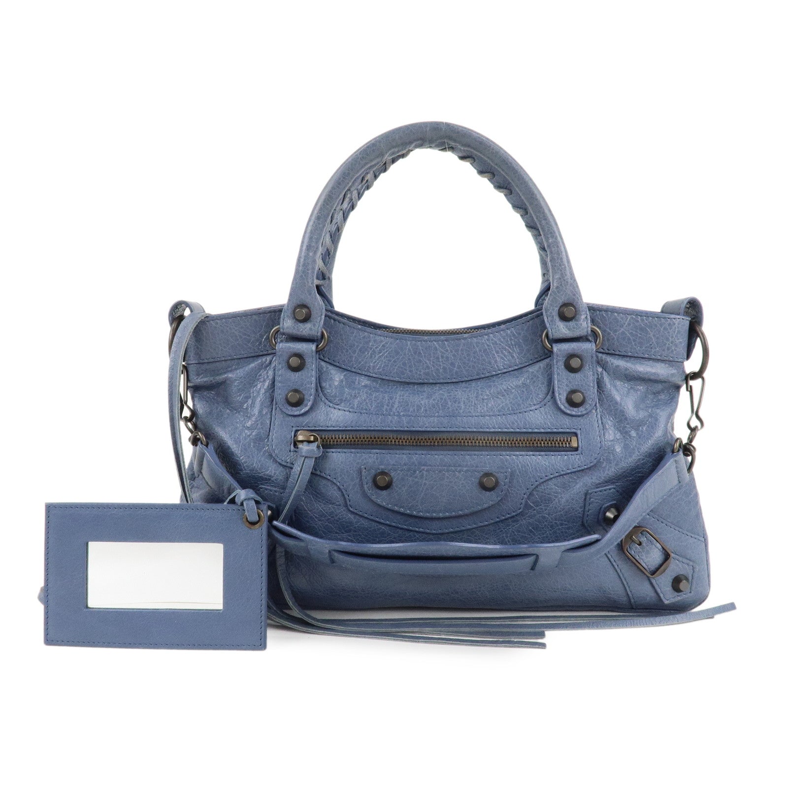 BALENCIAGA-The-First-Leather-2Way-Bag-Hand-Bag-Blue