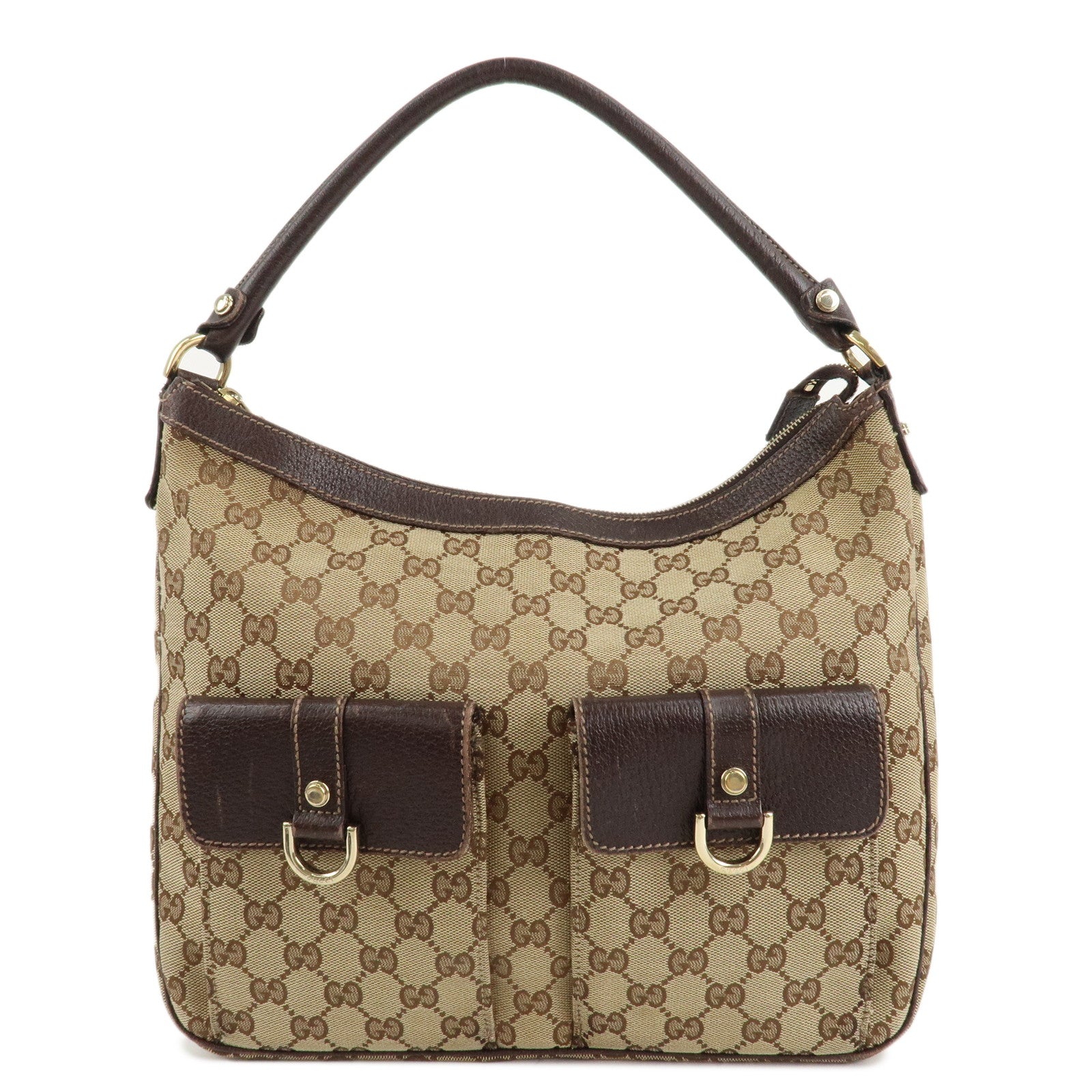 GUCCI-Abbey-GG-Canvas-Leather-Shoulder-Bag-Beige-Brown-153025