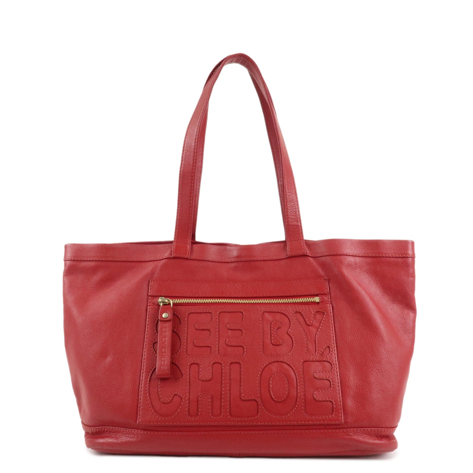 Chloe-See-By-Chloe-Leather-Tote-Bag-Shoulder-Bag-Red