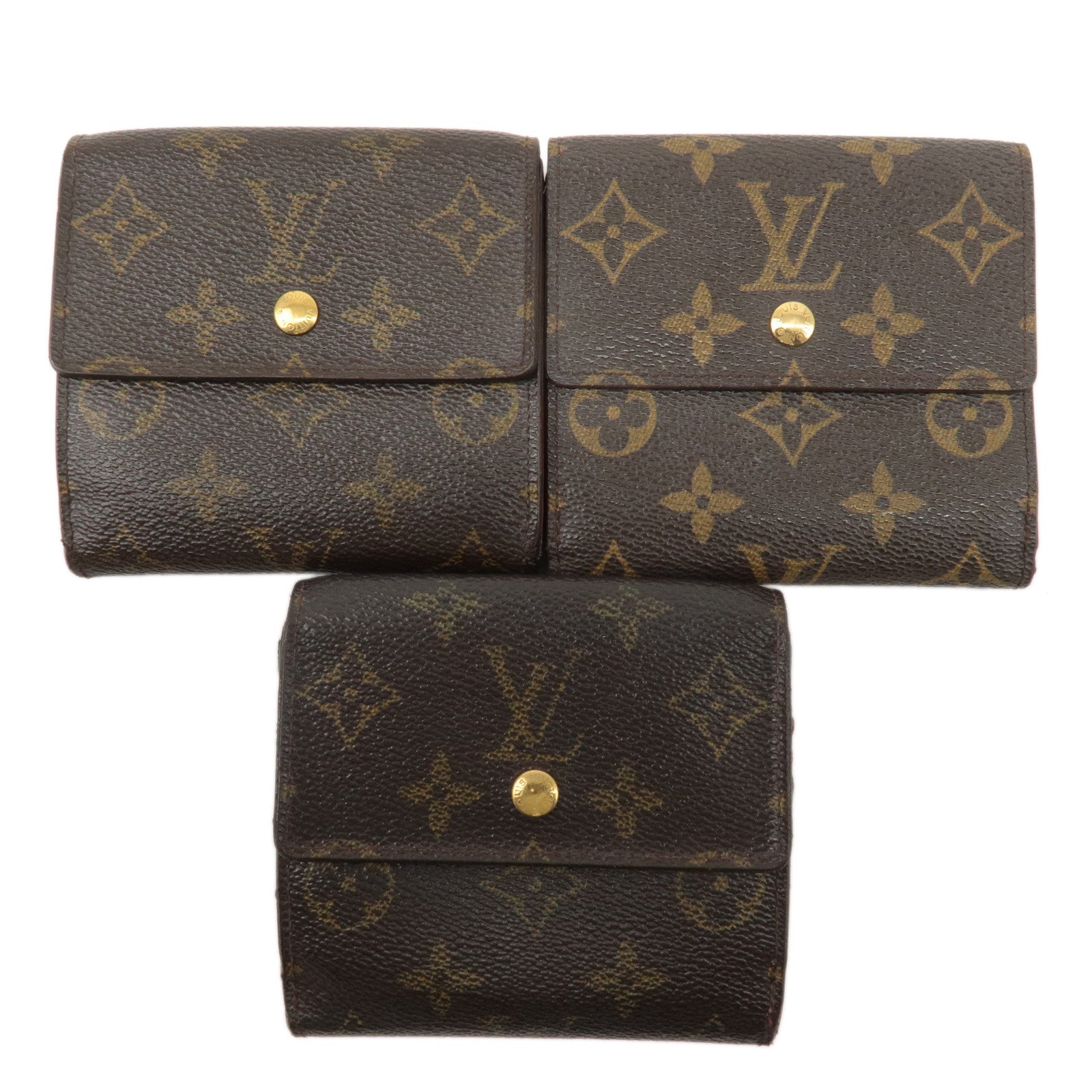 Louis-Vuitton-Monogram-Set-of-3-Porte-Monnaie-Billet-Carte-Credit