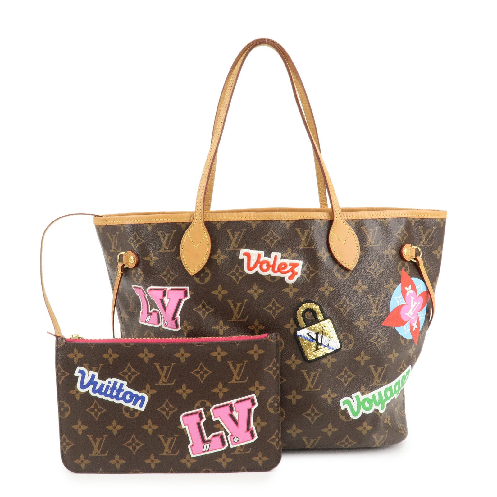 Louis-Vuitton-Monogram-Patches-Neverfull-MM-Tote-Bag-Pouch-M43988-