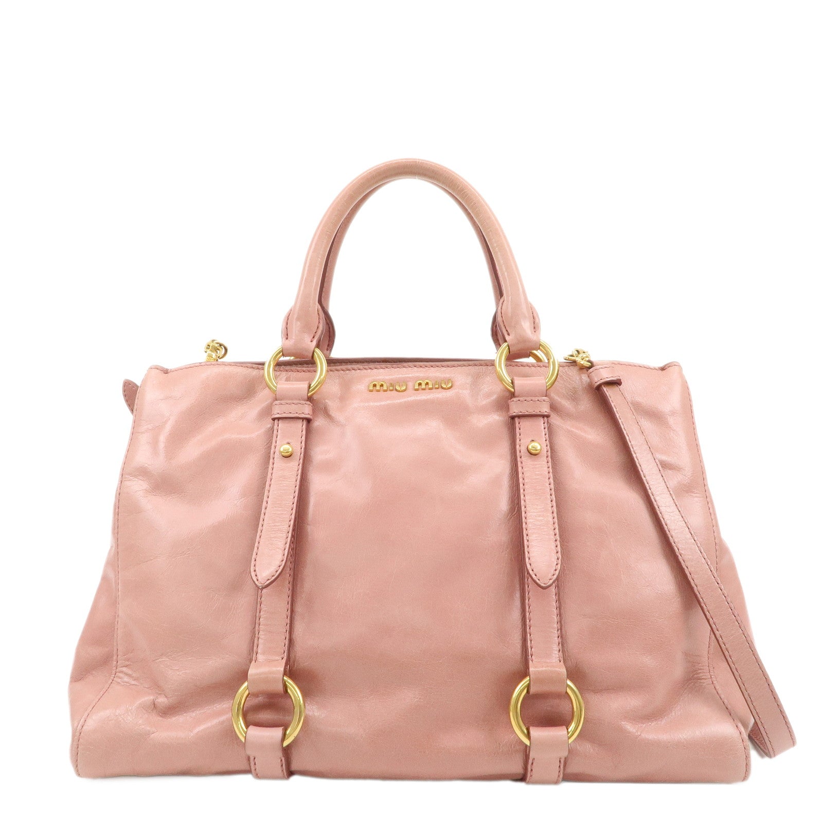 MIU-MIU-Leather-2-Way-Hand-Bag-Shoulder-Bag-Pink-RN1037