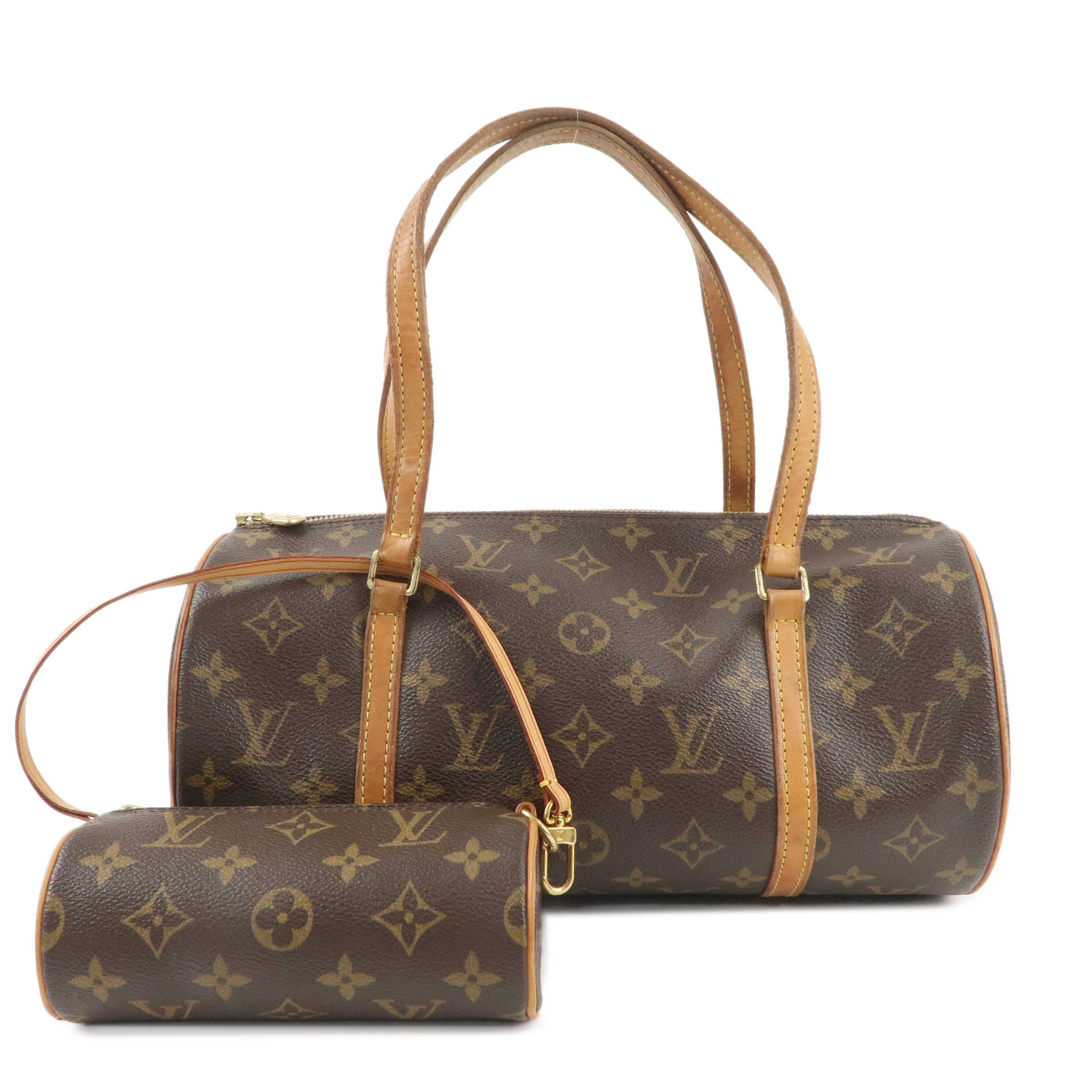 Louis Vuitton Monogram Papillon 30 Hand Bag 
Pouch Brown M51385