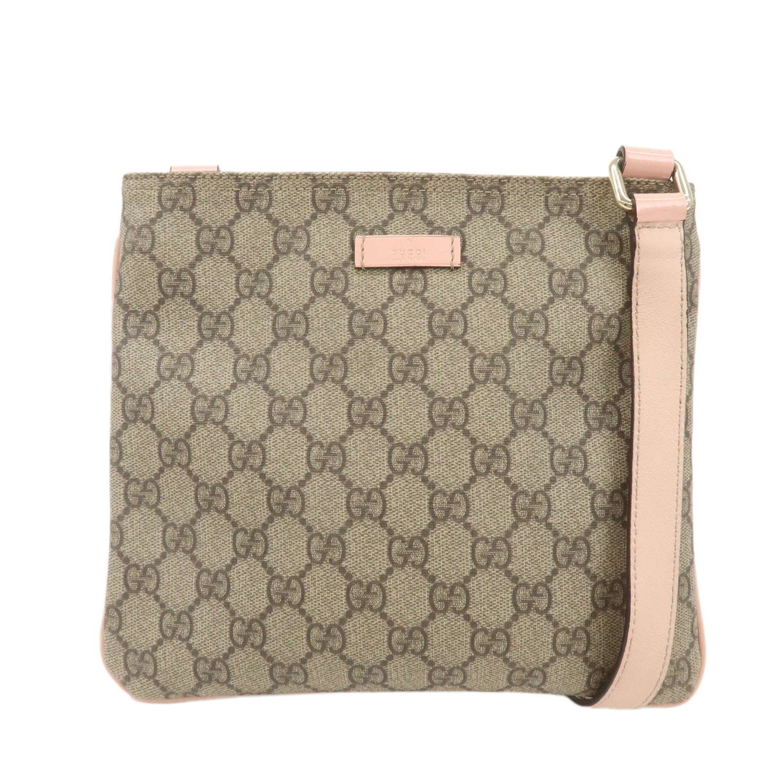 GUCCI GG Supreme Leather Shoulder Bag Beige Pink 201538