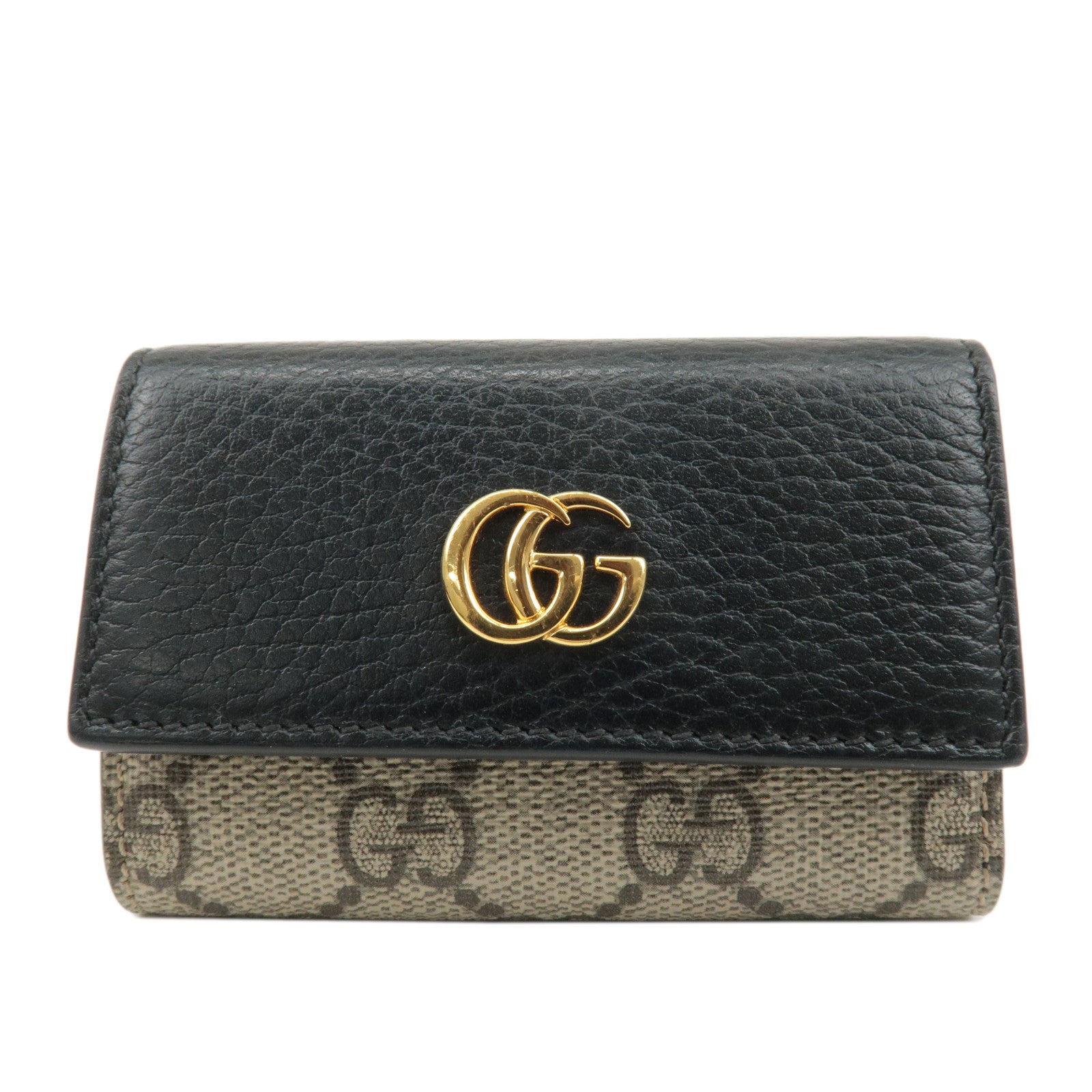 GUCCI GG Marmont Leather GG Supreme 6 Key Case Black 456118