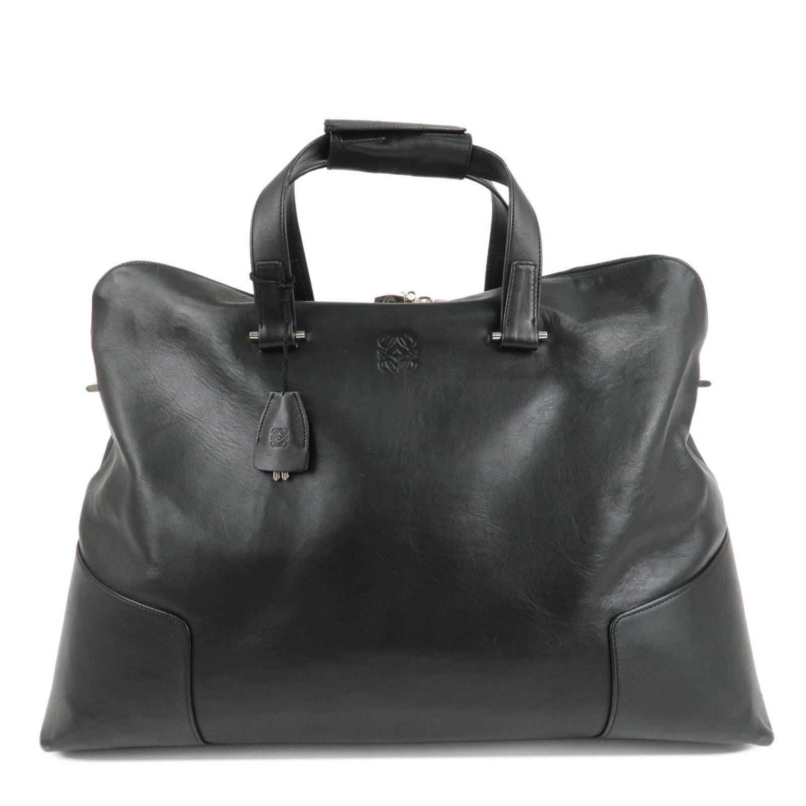 LOEWE-Anagram-Leather-Boston-Bag-Shoulder-Bag-Hand-Bag-Black