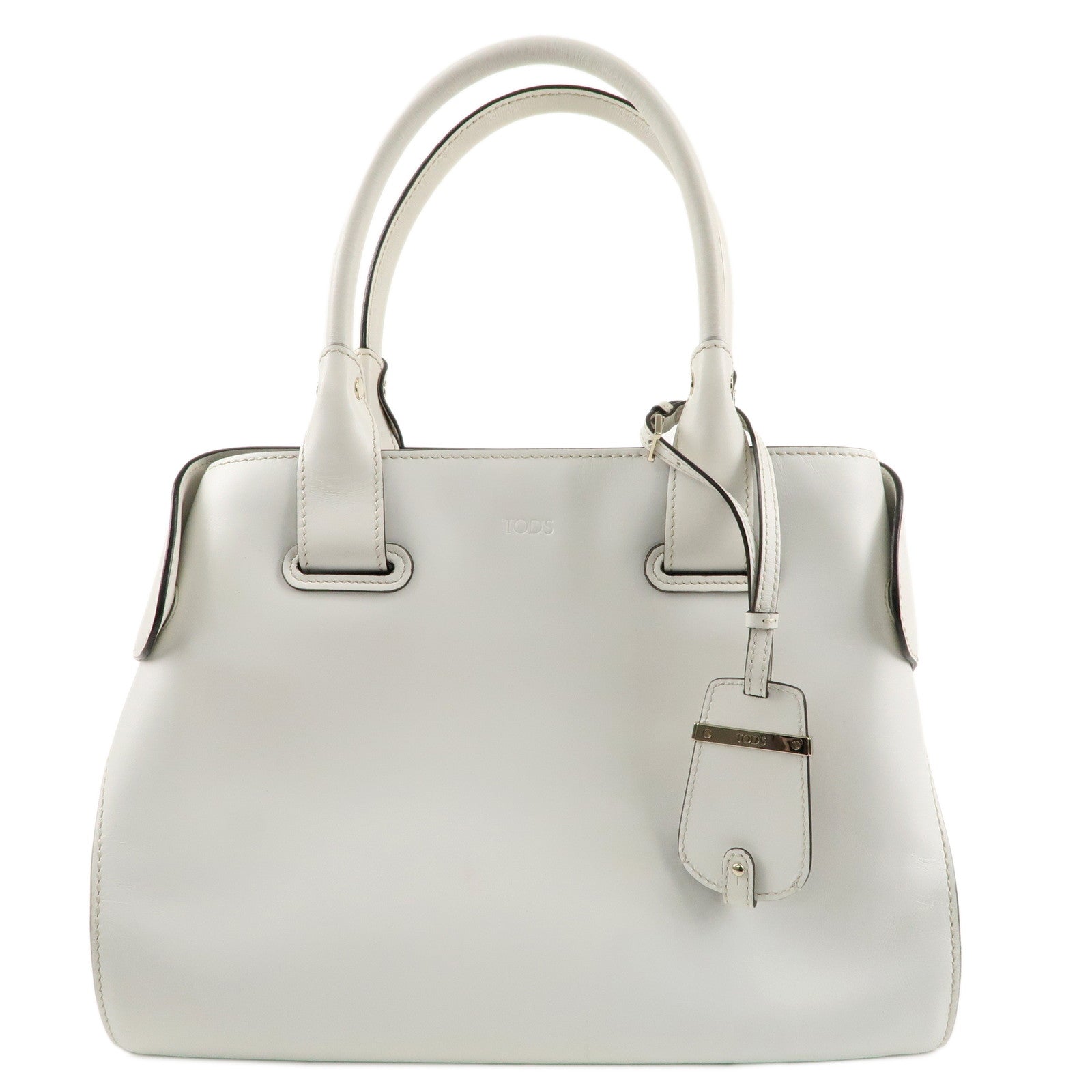 TOD
S-Leather-Cape-Bag-Hand-Shoulder-Bag-White-Gold-Hardware