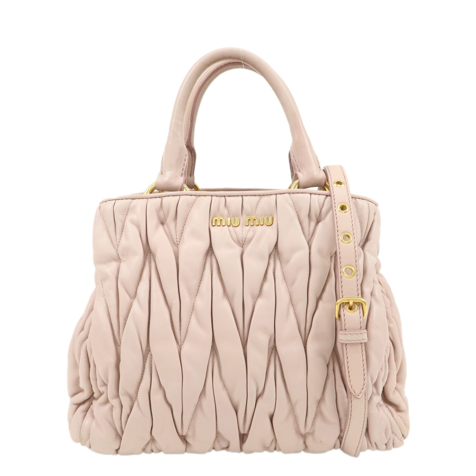 MIU-MIU-Matelasse-Leather-2Way-Shoulder-Hand-Bag-Pink-Beige