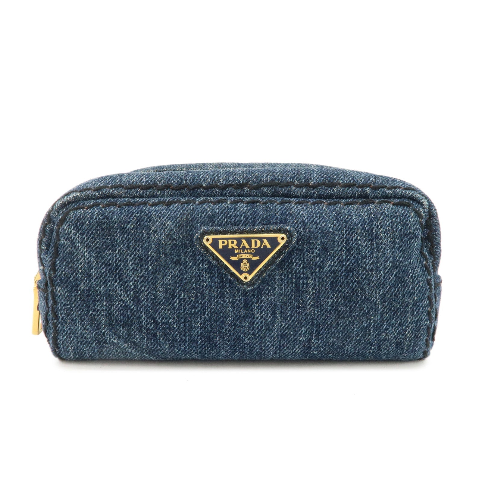 PRADA-Triangle-Logo-Denim-Pouch-Cosmetic-Pouch-Blue-Gold-HDW