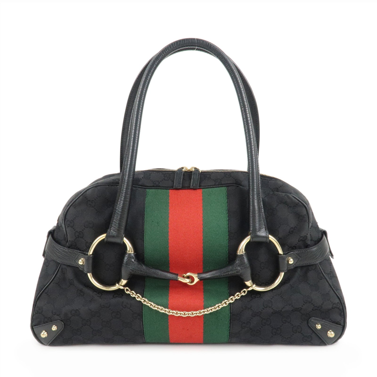 GUCCI-Sherry-Horsebit-GG-Canvas-Leather-Boston-Bag-131021