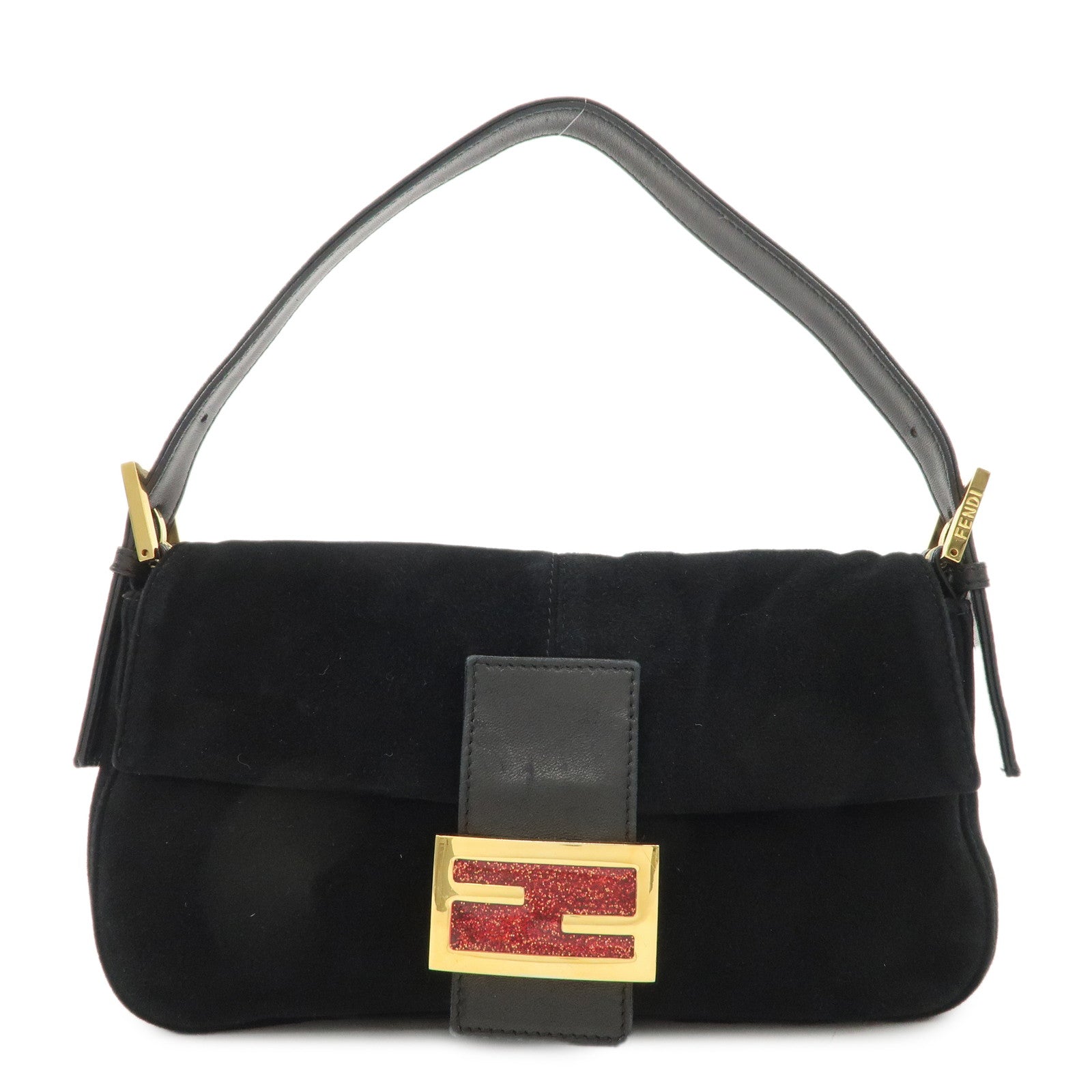 FENDI-Mamma-Bucket-Suede-Leather-Shoulder-Bag-Black-26424