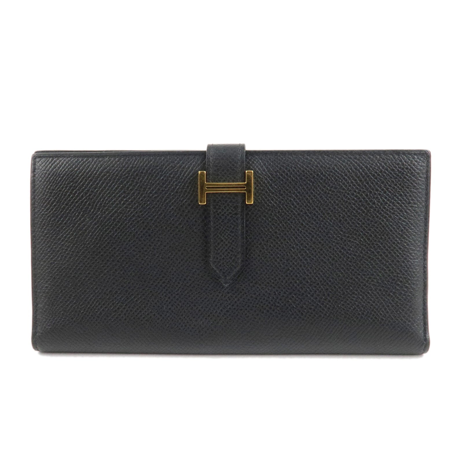 HERMES-Leather-Bearn-Long-Wallet-M-Stamped-(around-2009)-Black