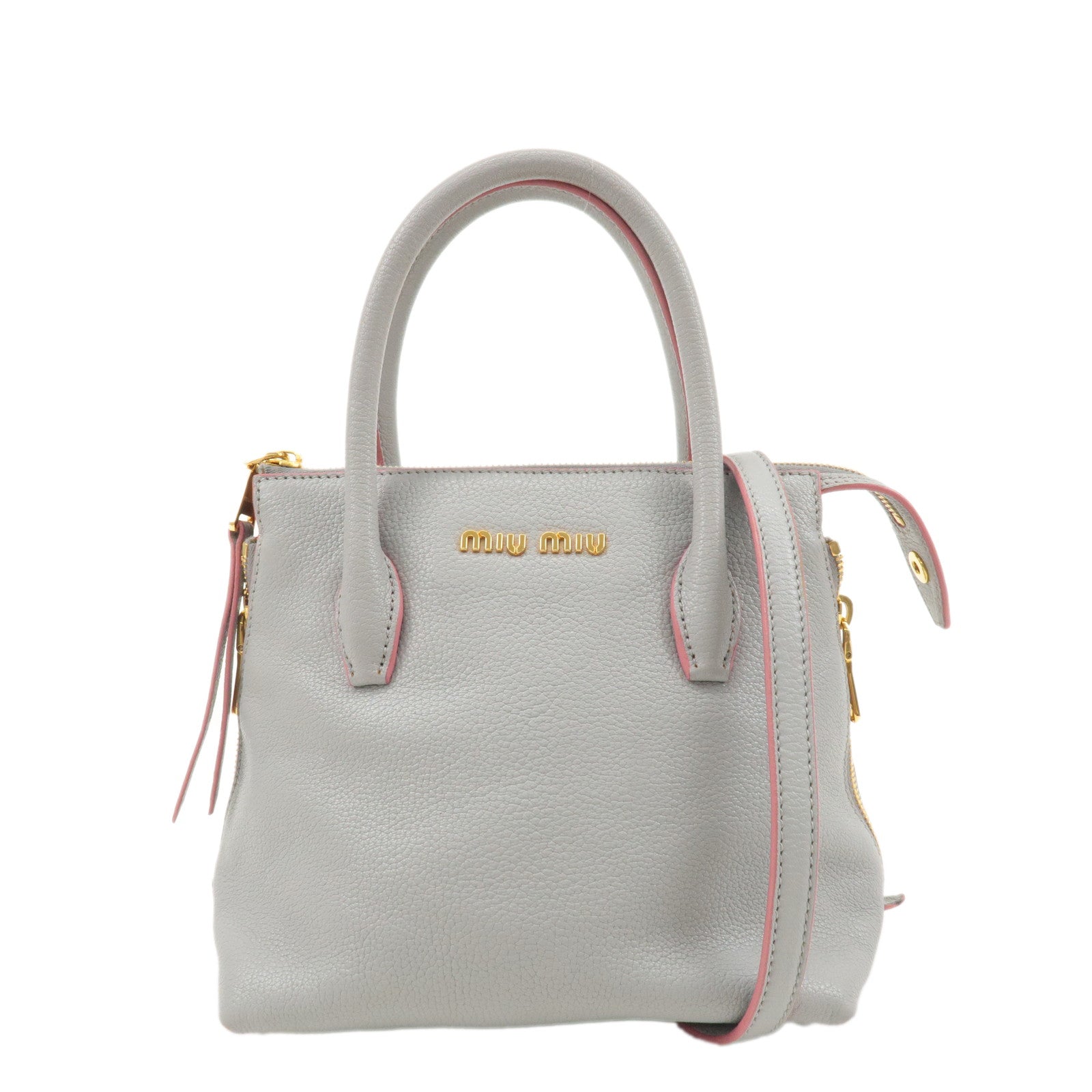 MIU-MIU-Leather-Madras-2Way-Shoulder-Bag-Hand-Bag-5BA003