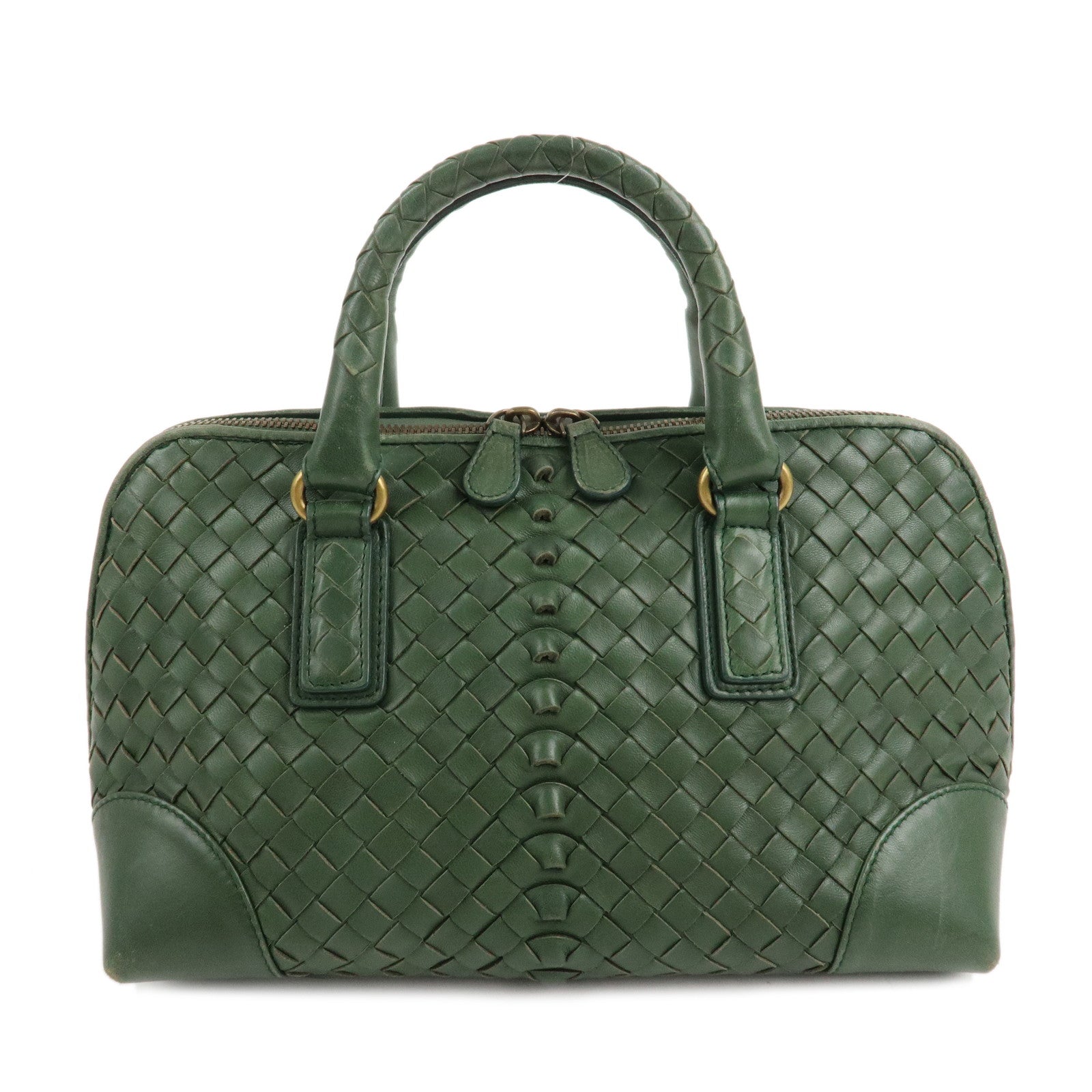 BOTTEGA-VENETA-Intrecciato-Leather-Hand-Bag-Green-192938