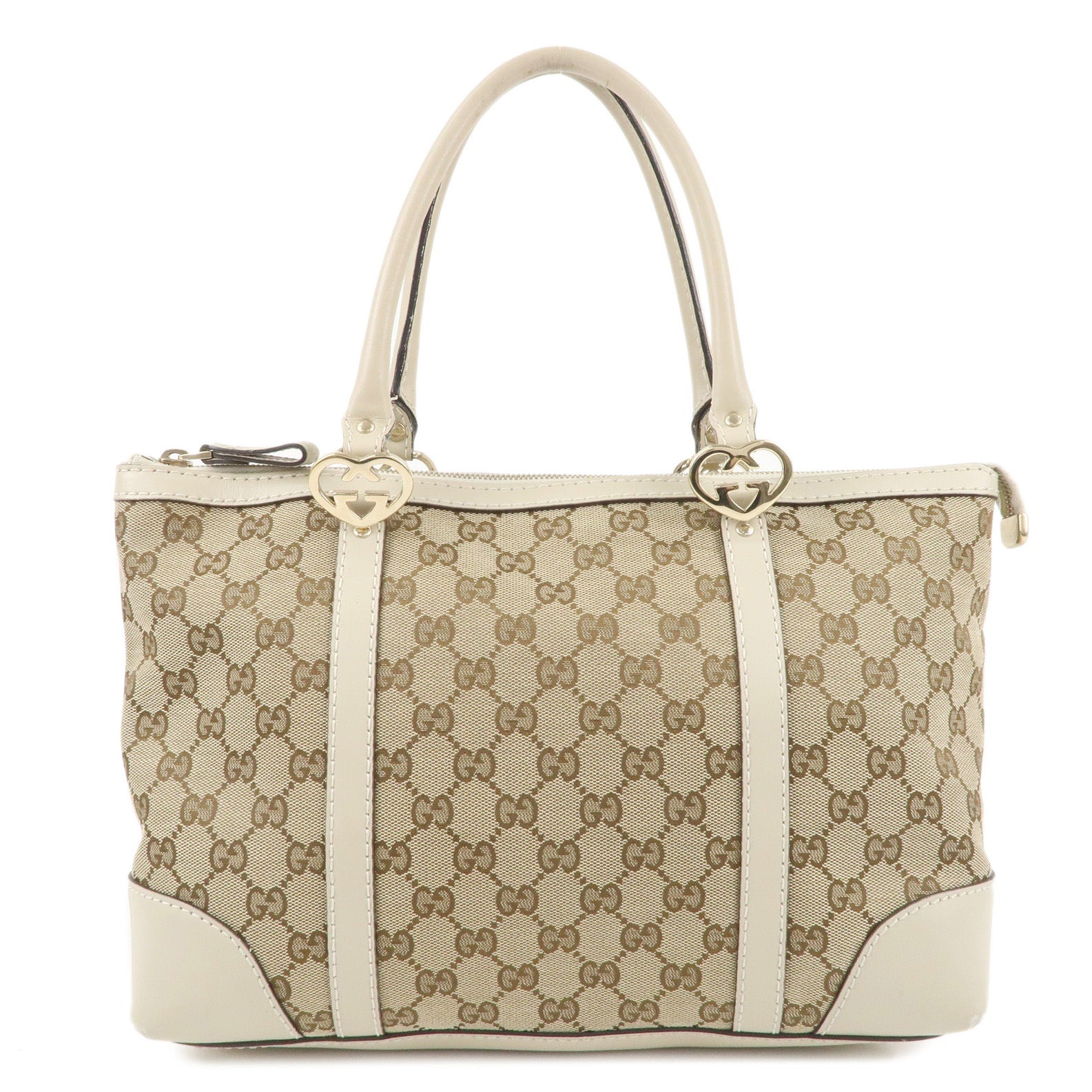 GUCCI-Lovely-GG-Canvas-Leather-Tote-Bag-Hand-Bag-Ivory-257069