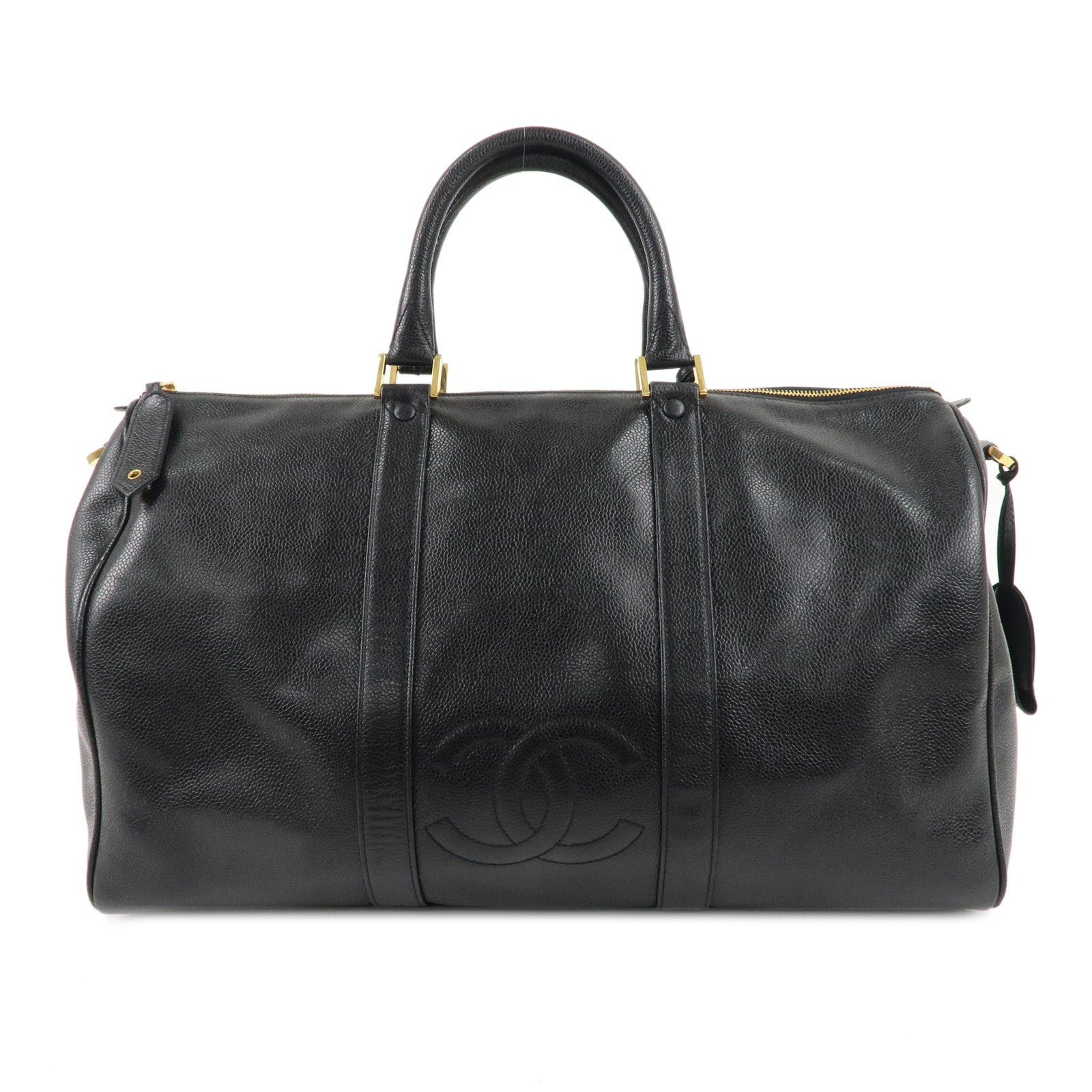 CHANEL-Caviar-Skin-Boston-Bag-Black