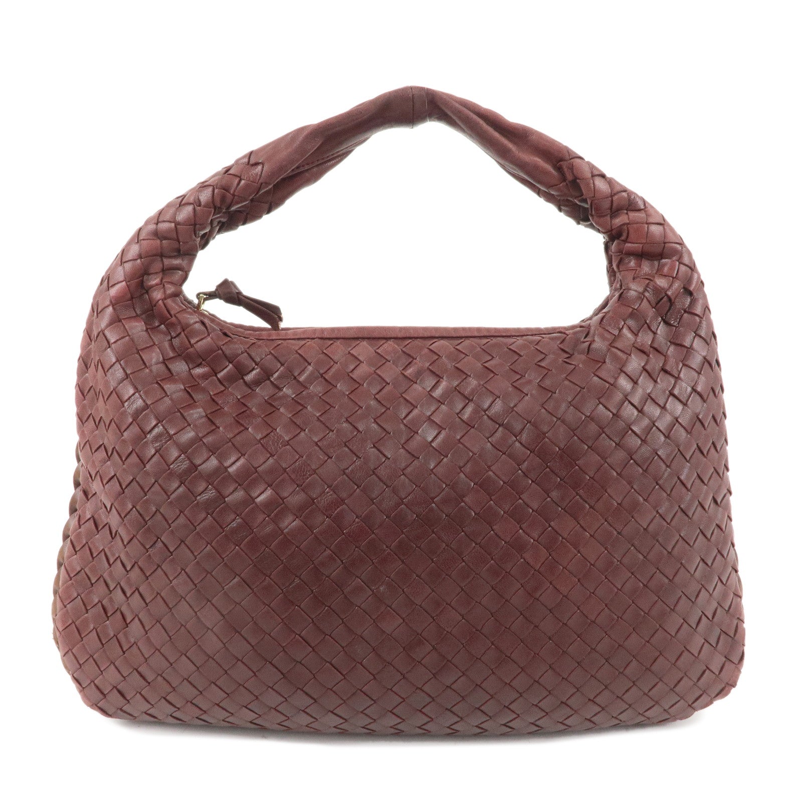 BOTTEGA-VENETA-Intrecciato-Hobo-Leather-Shoulder-Bordeaux-115653